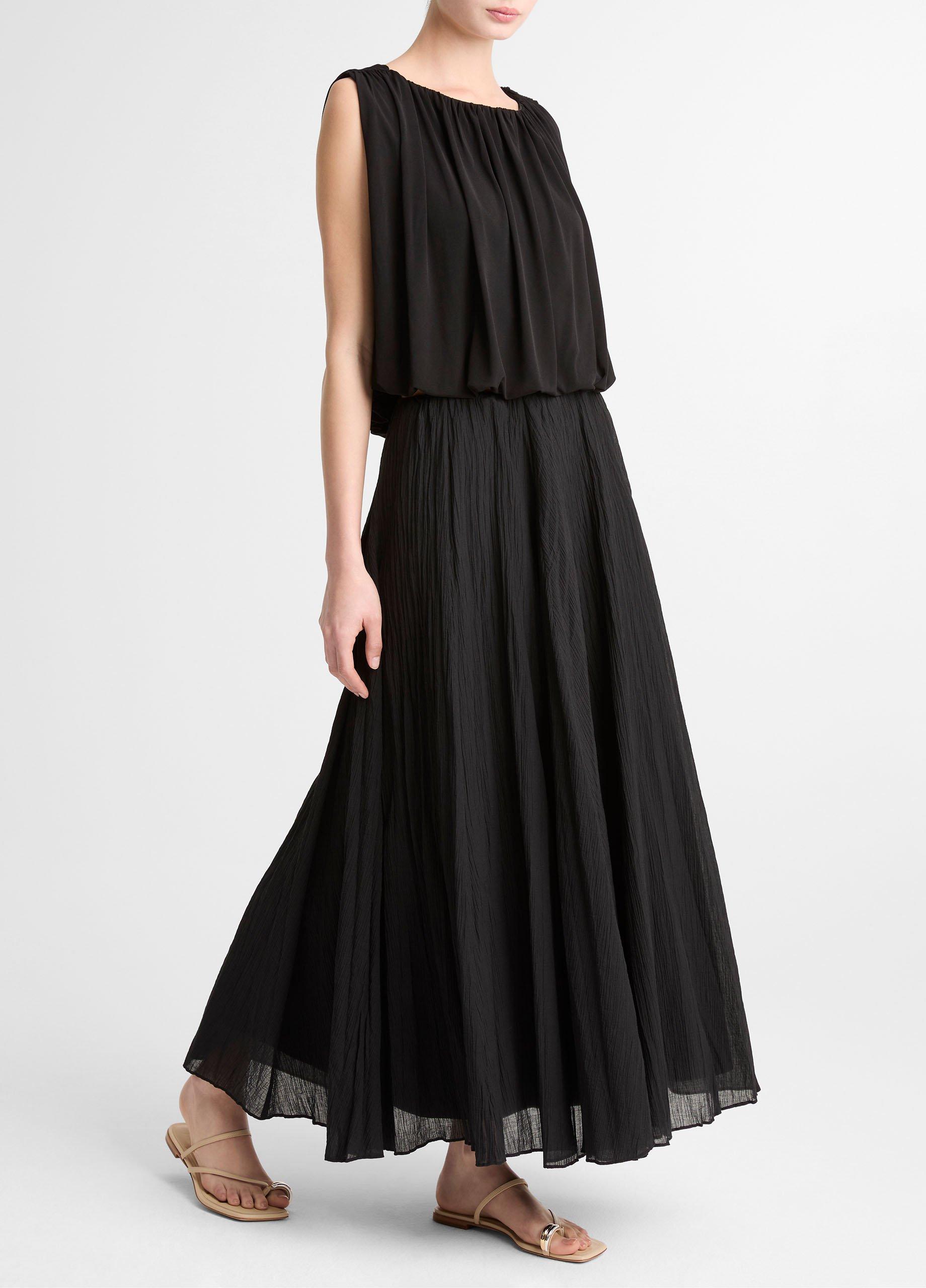 Crinkled Pliss&eacute; Cotton-Blend Maxi Skirt image number 1