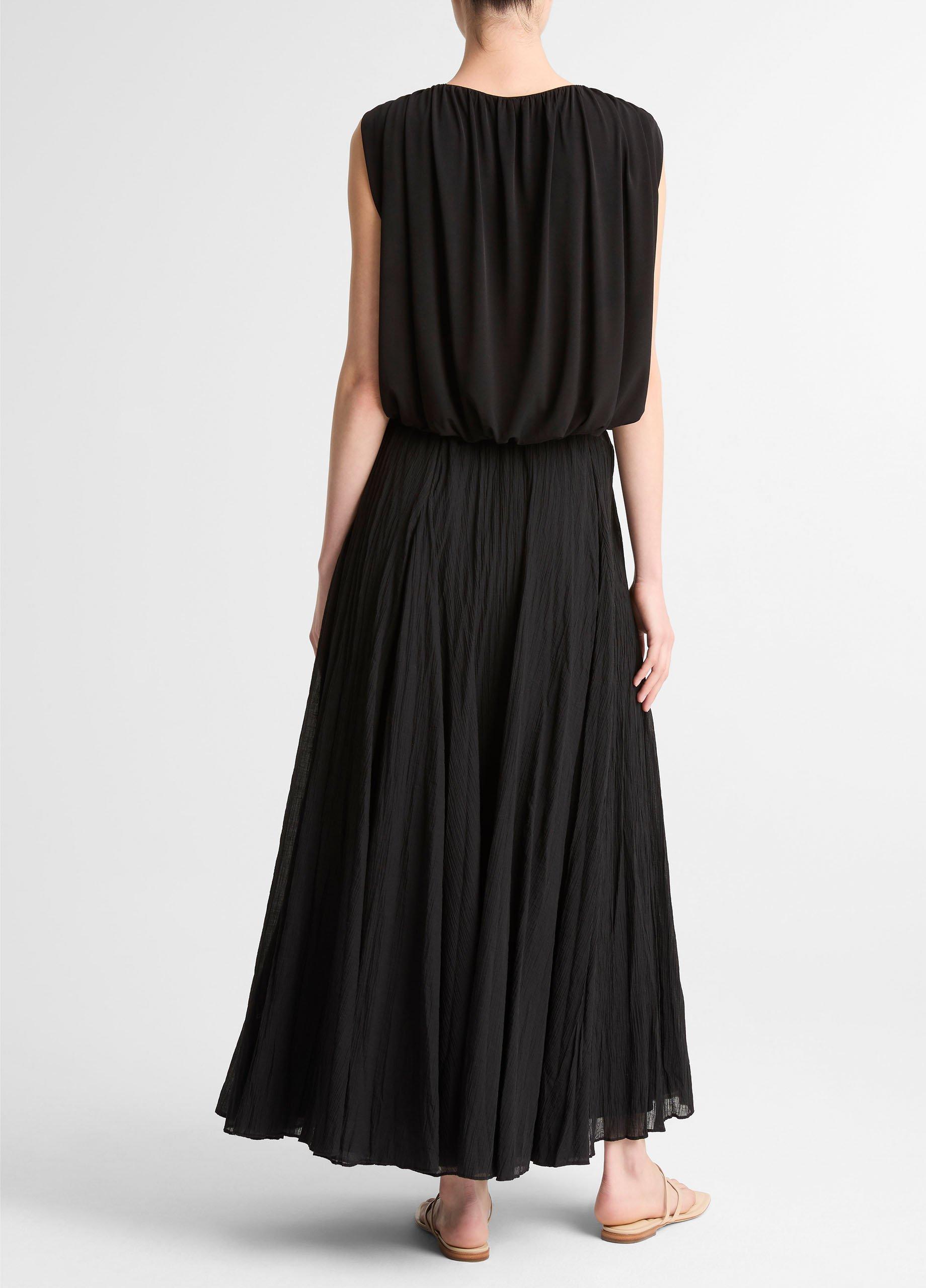 Crinkled Pliss&eacute; Cotton-Blend Maxi Skirt image number 2