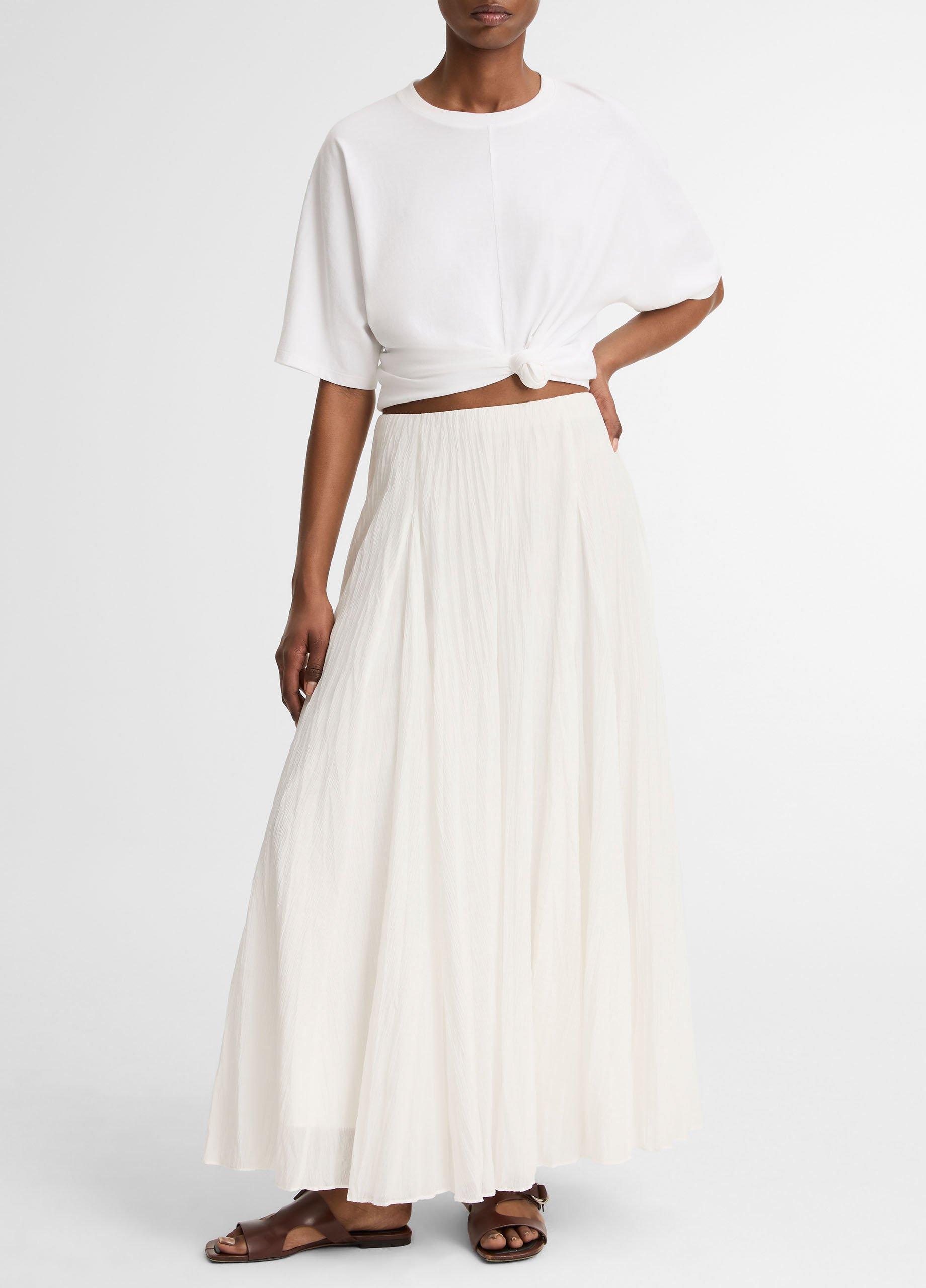 Crinkled Pliss&eacute; Cotton-Blend Maxi Skirt image number 1