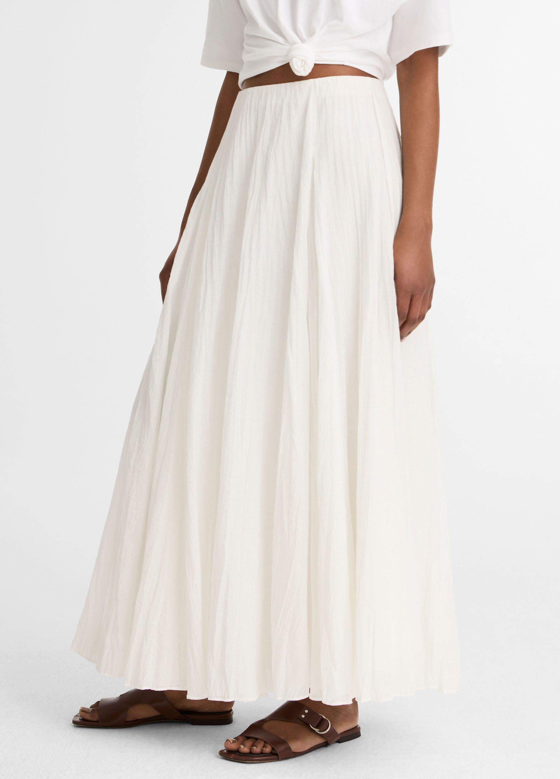 Crinkled Pliss&eacute; Cotton-Blend Maxi Skirt image number 3