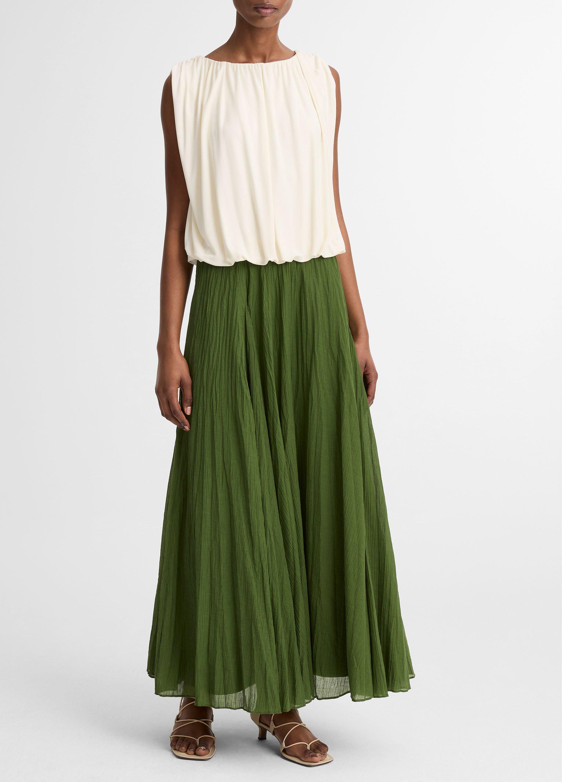 Crinkled Pliss&eacute; Cotton-Blend Maxi Skirt image number 0