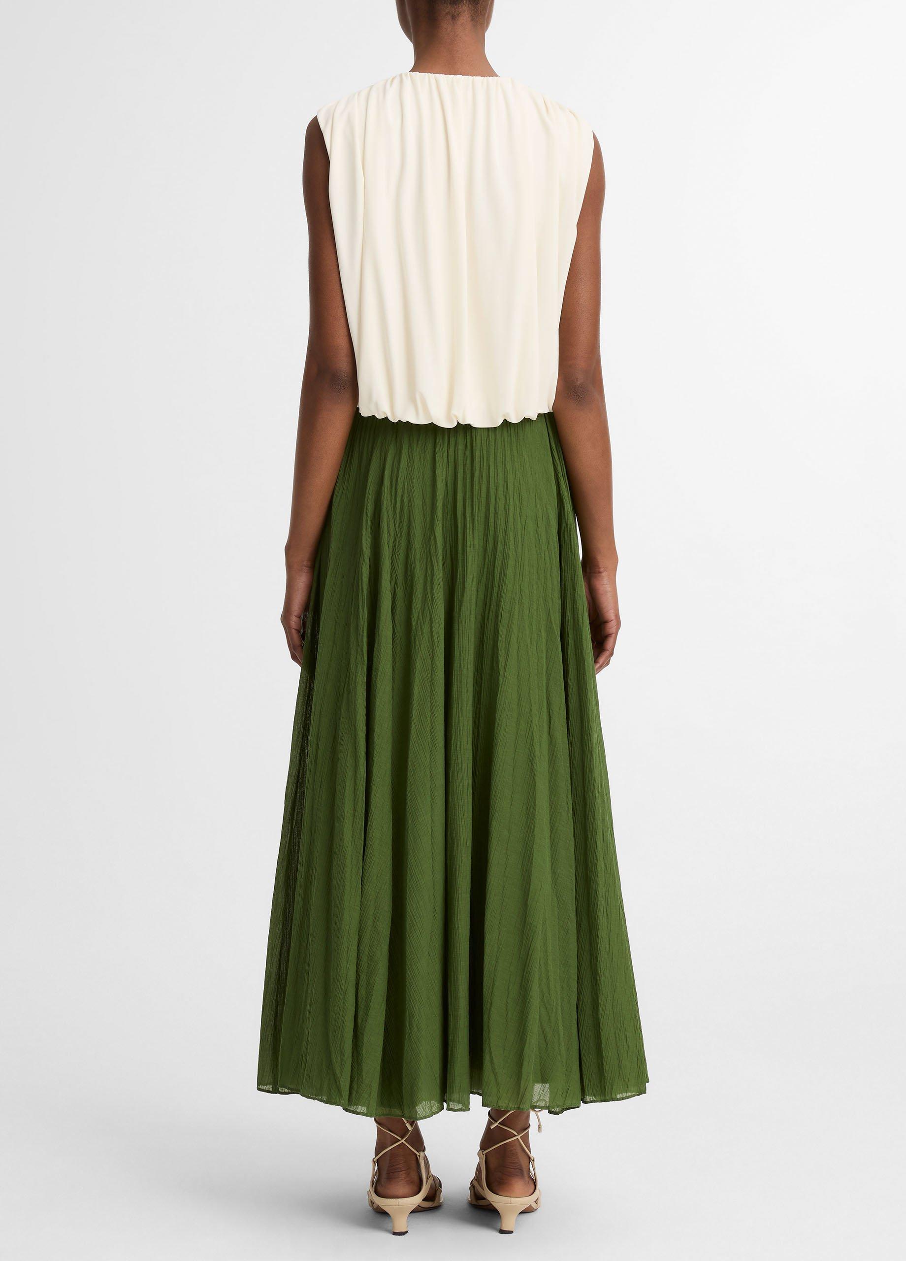 Crinkled Pliss&eacute; Cotton-Blend Maxi Skirt image number 2