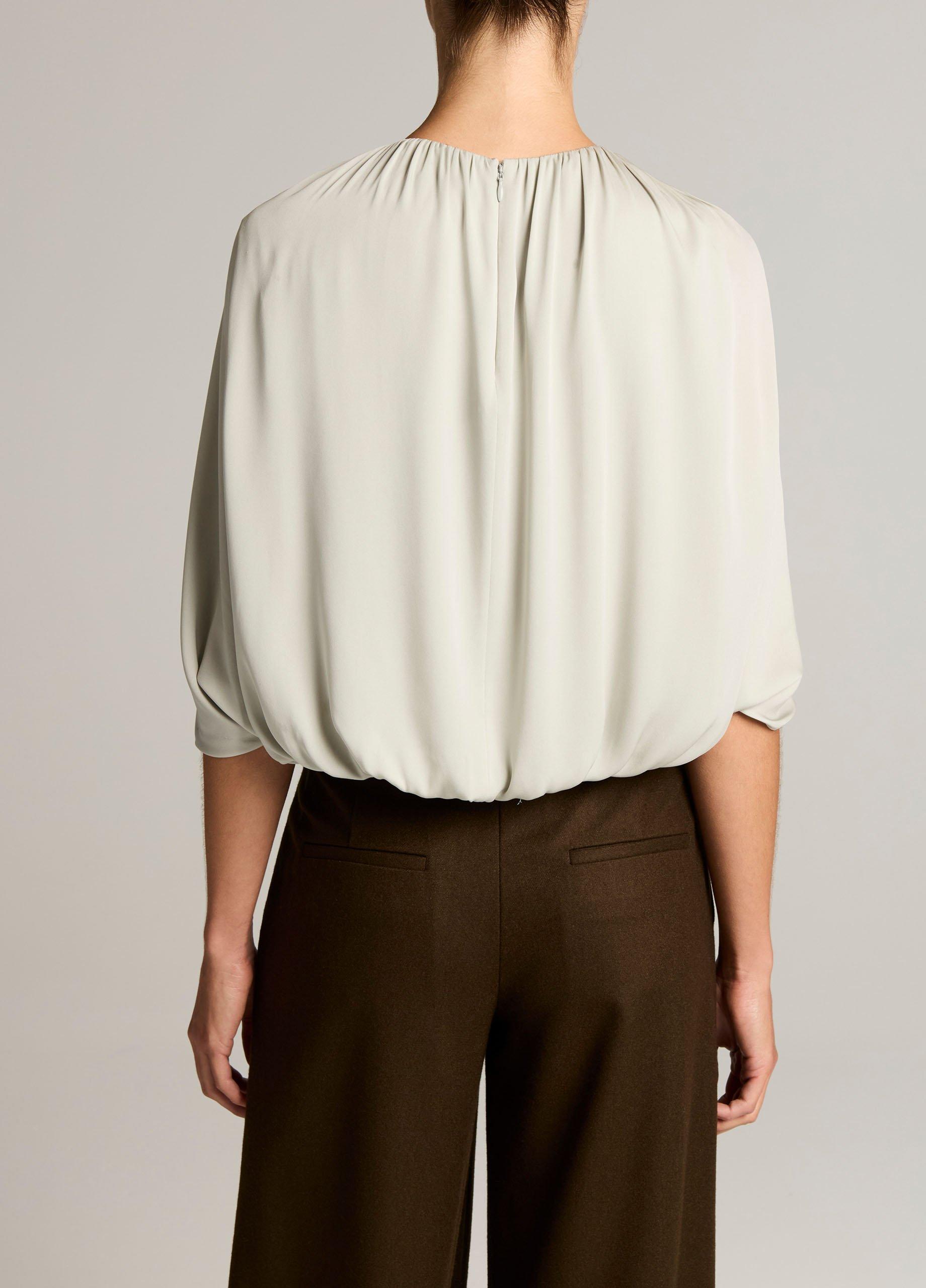 Stretch-Silk Cape-Sleeve Bubble Blouse image number 2