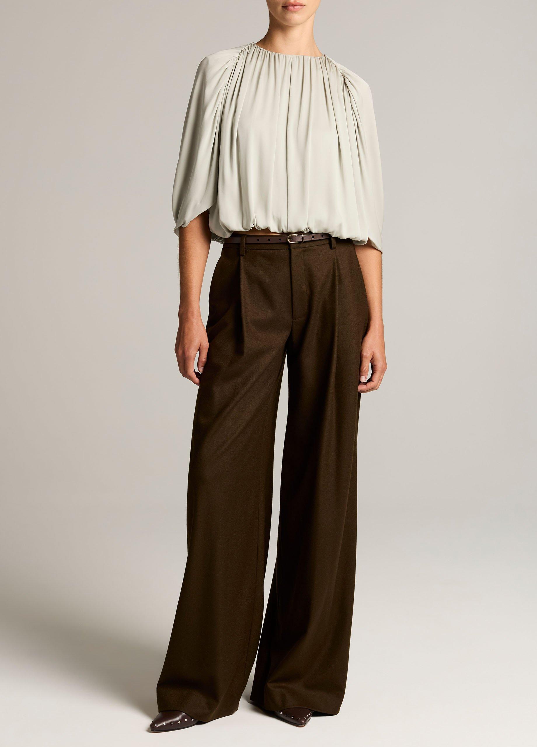 Stretch-Silk Cape-Sleeve Bubble Blouse image number 3