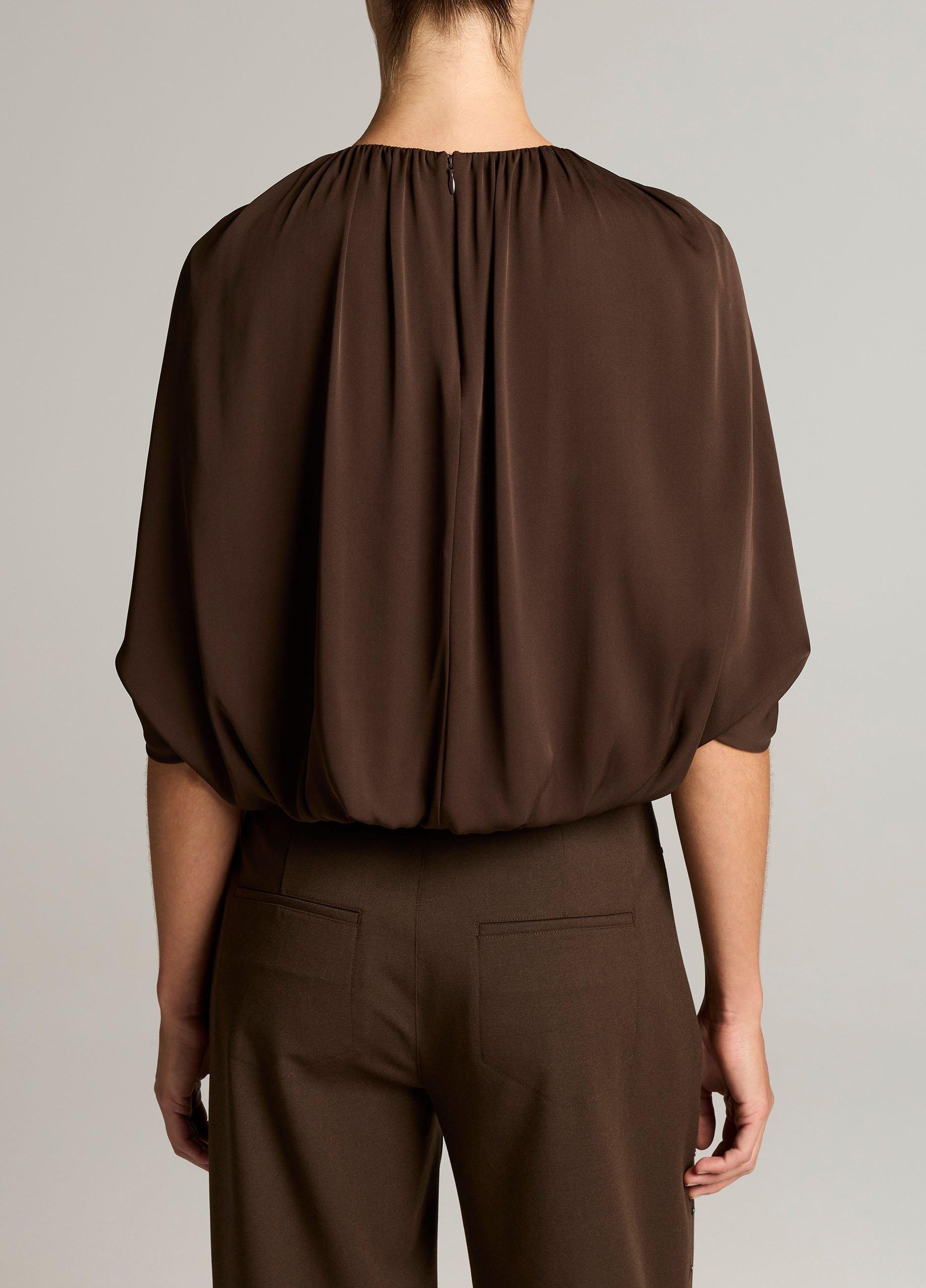 Stretch-Silk Cape-Sleeve Bubble Blouse image number 2