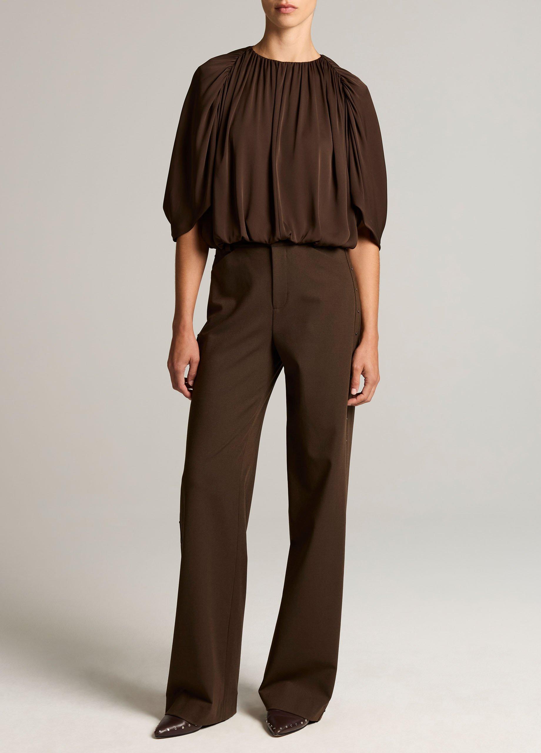 Stretch-Silk Cape-Sleeve Bubble Blouse image number 3