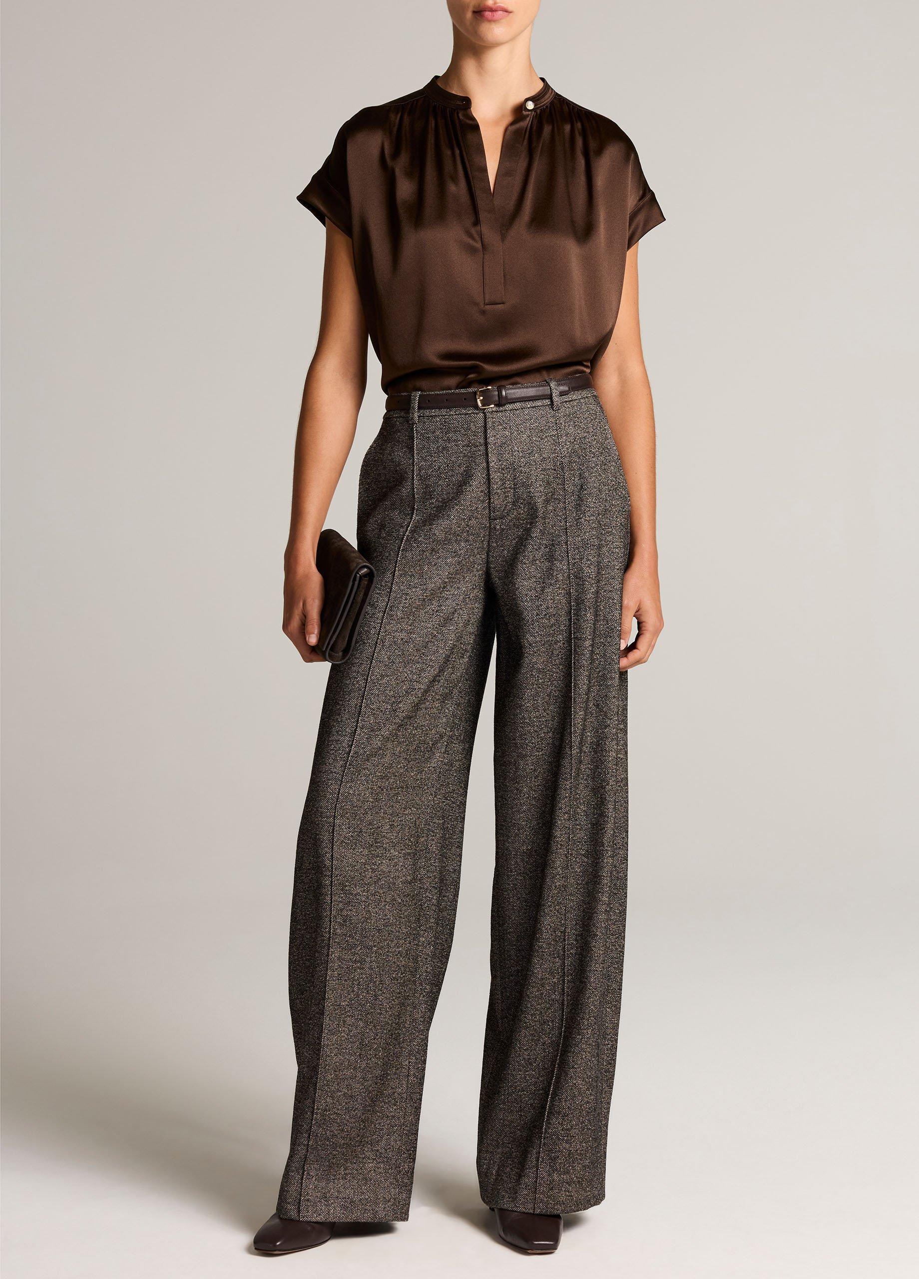 Silk Gathered Cap-Sleeve Blouse image number 3