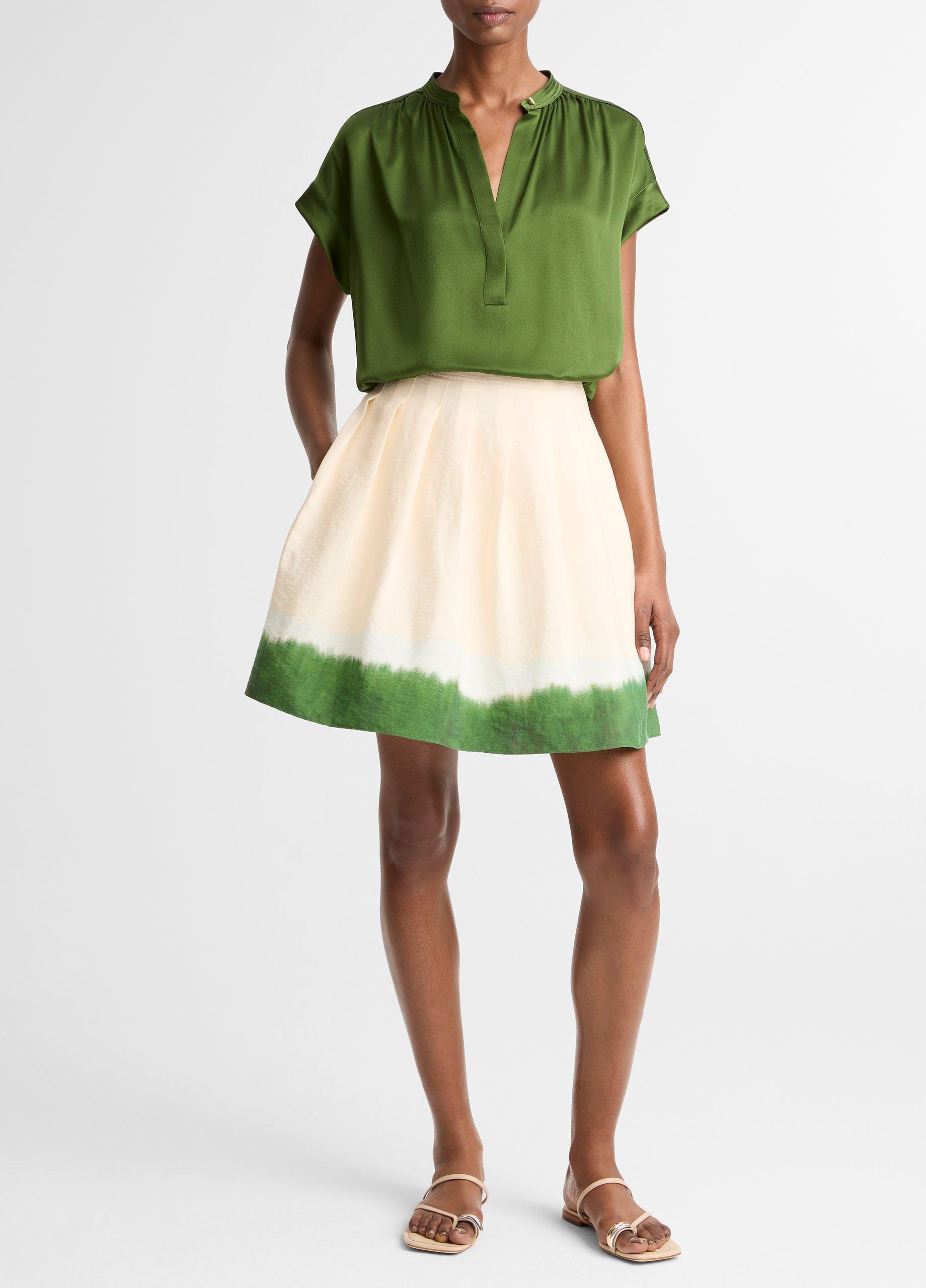 Silk Gathered Cap-Sleeve Blouse image number 3