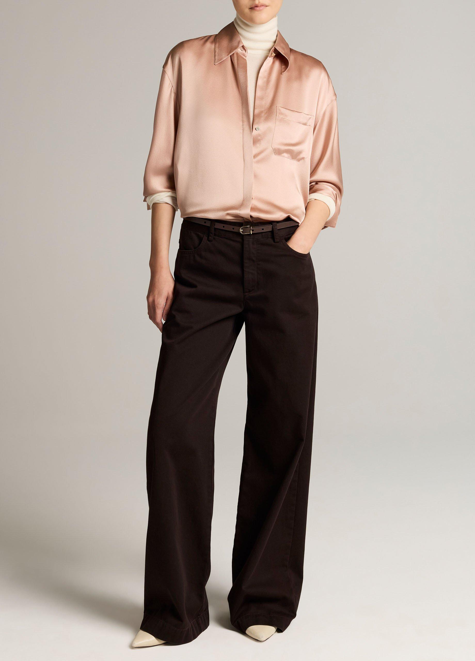 Silk Satin Dolman-Sleeve Button-Front Shirt image number 3