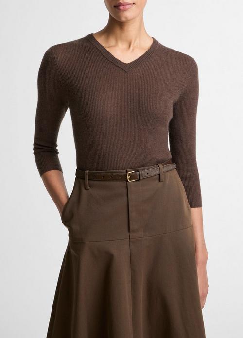 Cashmere-Silk High V-Neck Sweater&nbsp;
