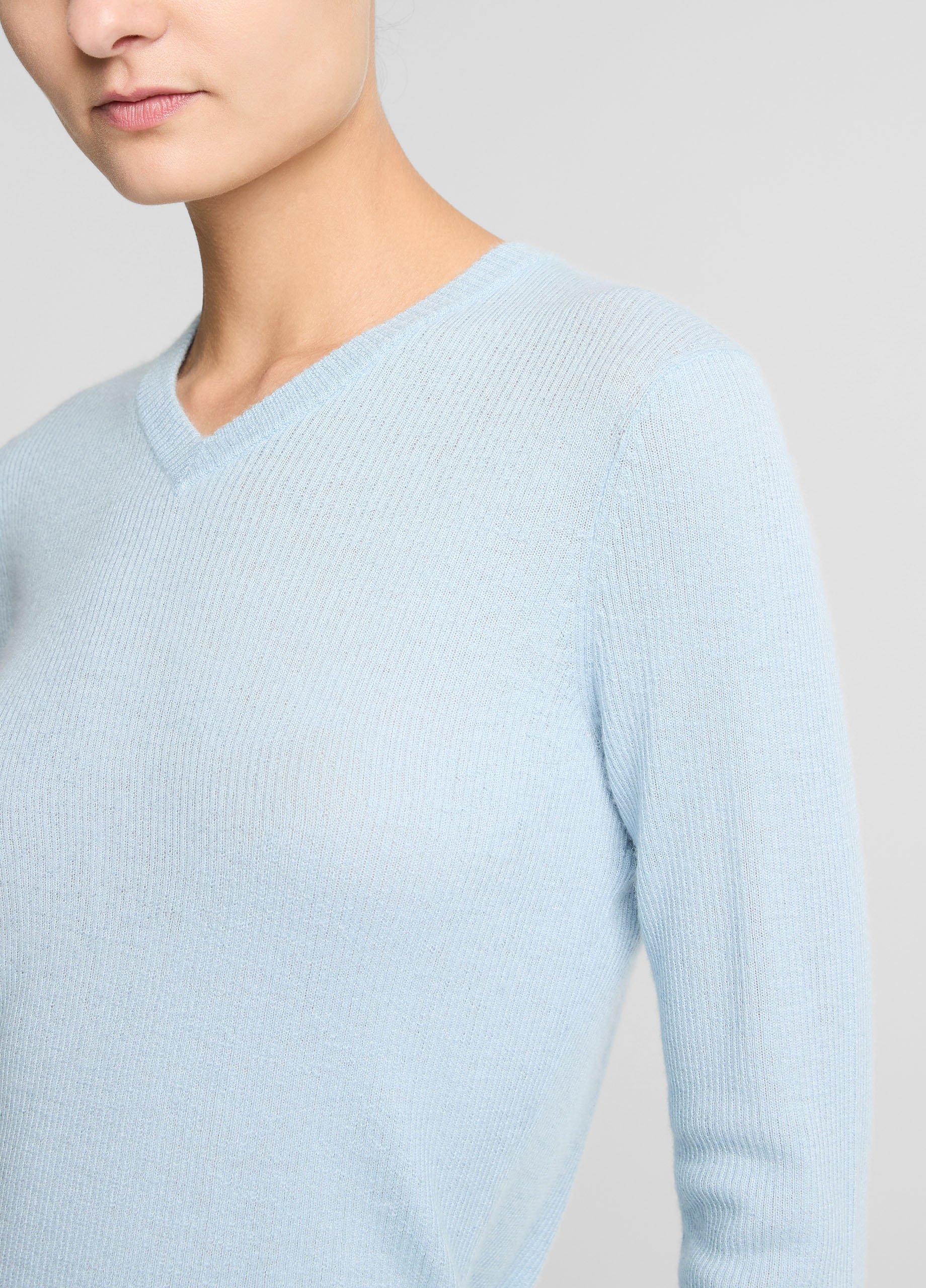 Cashmere-Silk High V-Neck Sweater&nbsp; image number 1
