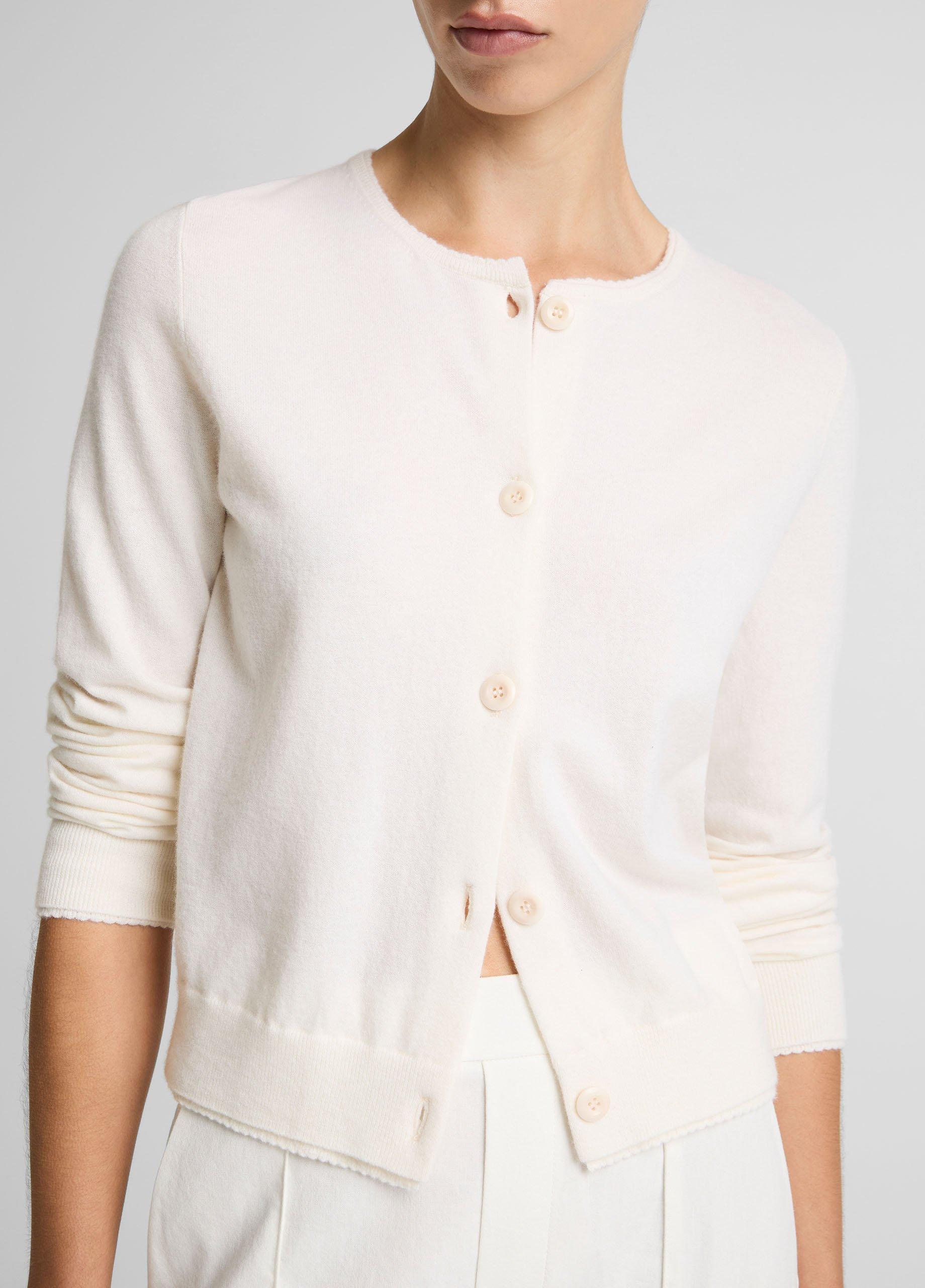 Scallop-Trim Wool & Cashmere-Blend Cardigan image number 1