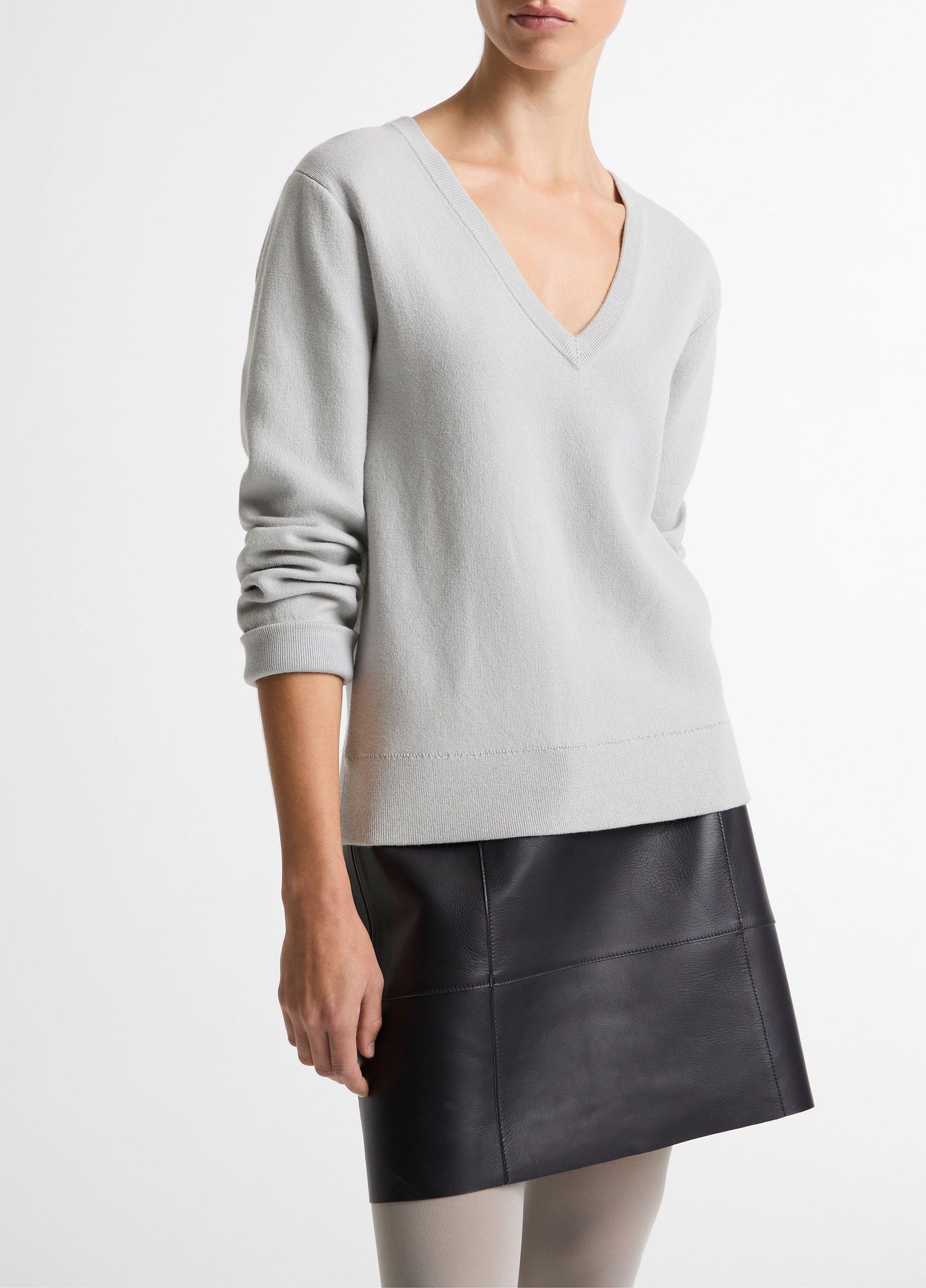 Double-Face Cotton-Blend V-Neck Sweater image number 1