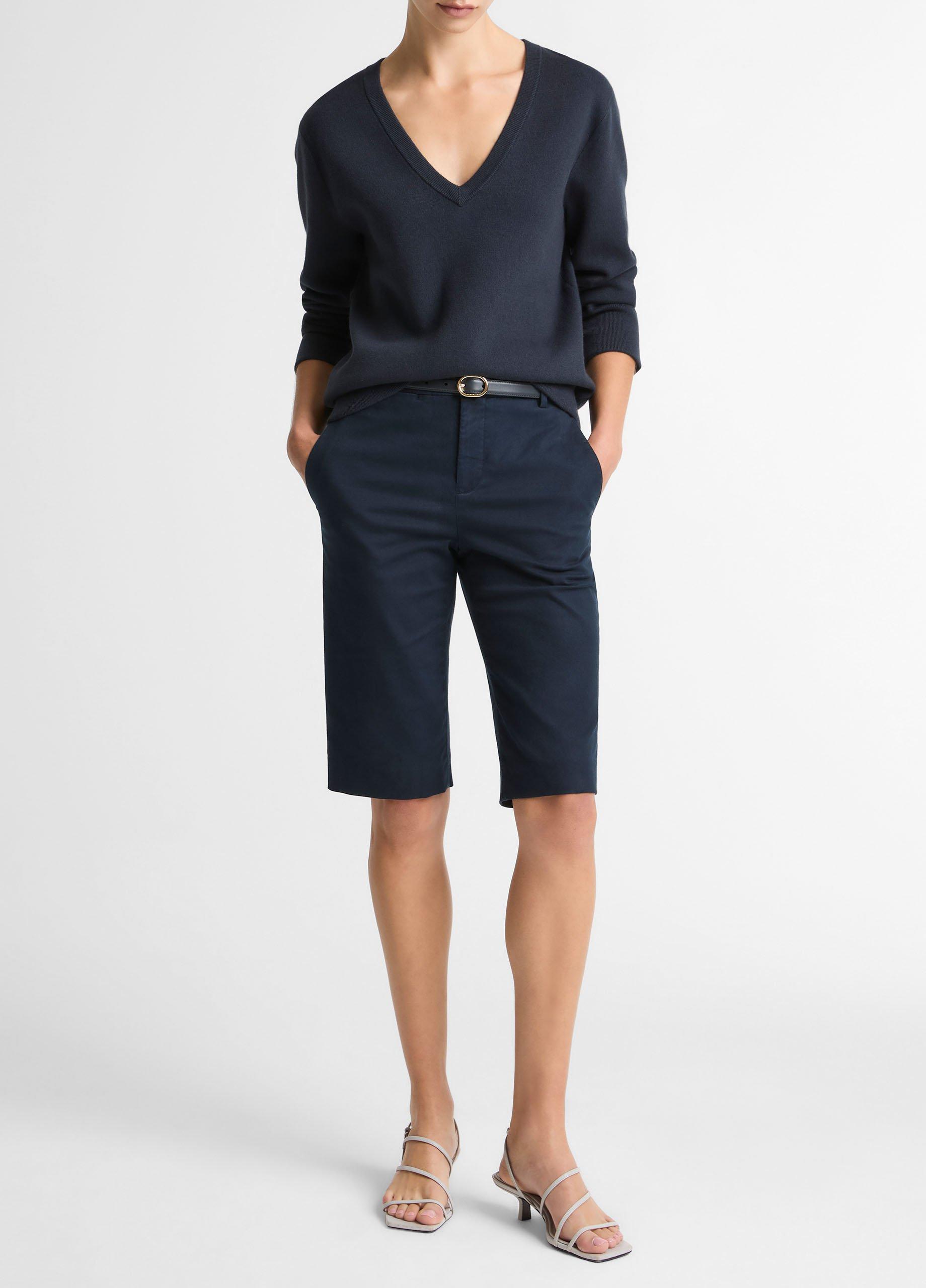 Double-Face Cotton-Blend V-Neck Sweater image number 3