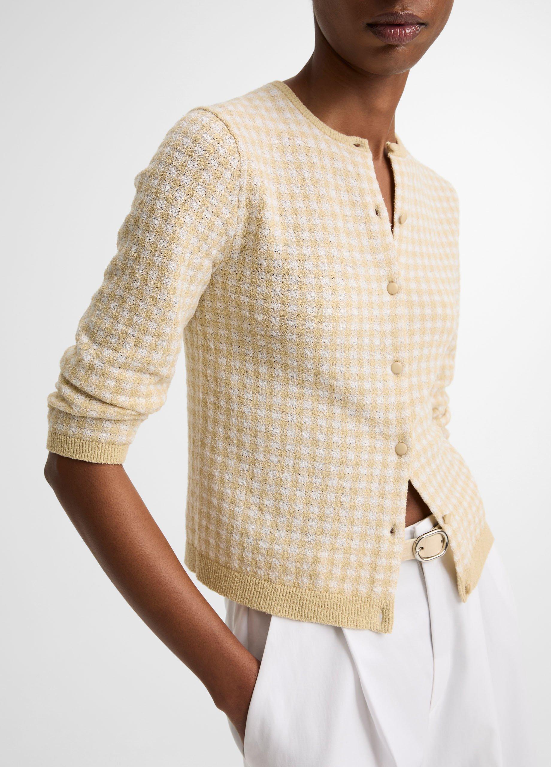 Gingham Italian Wool-Blend Cardigan image number 0