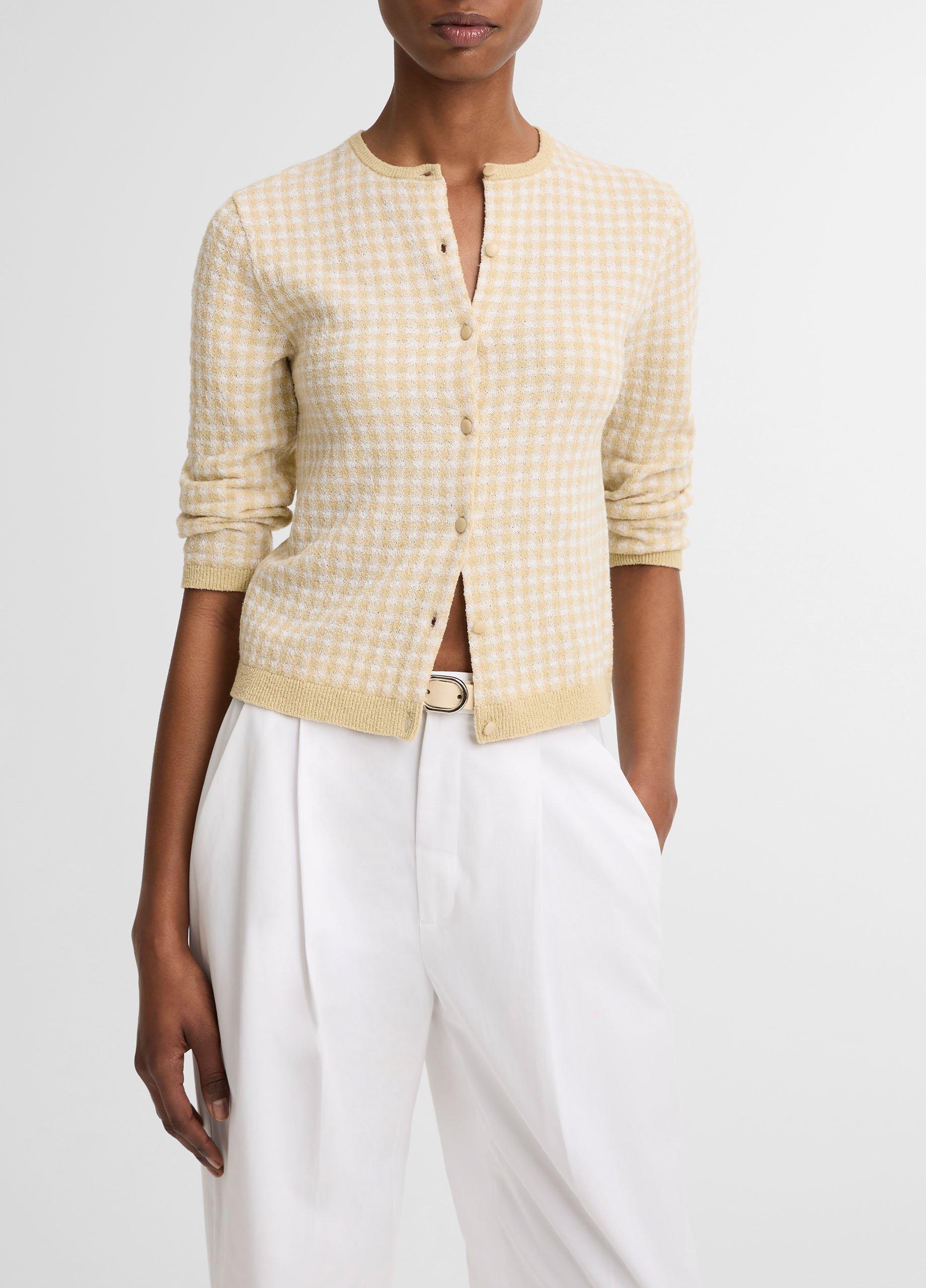 Gingham Italian Wool-Blend Cardigan image number 1