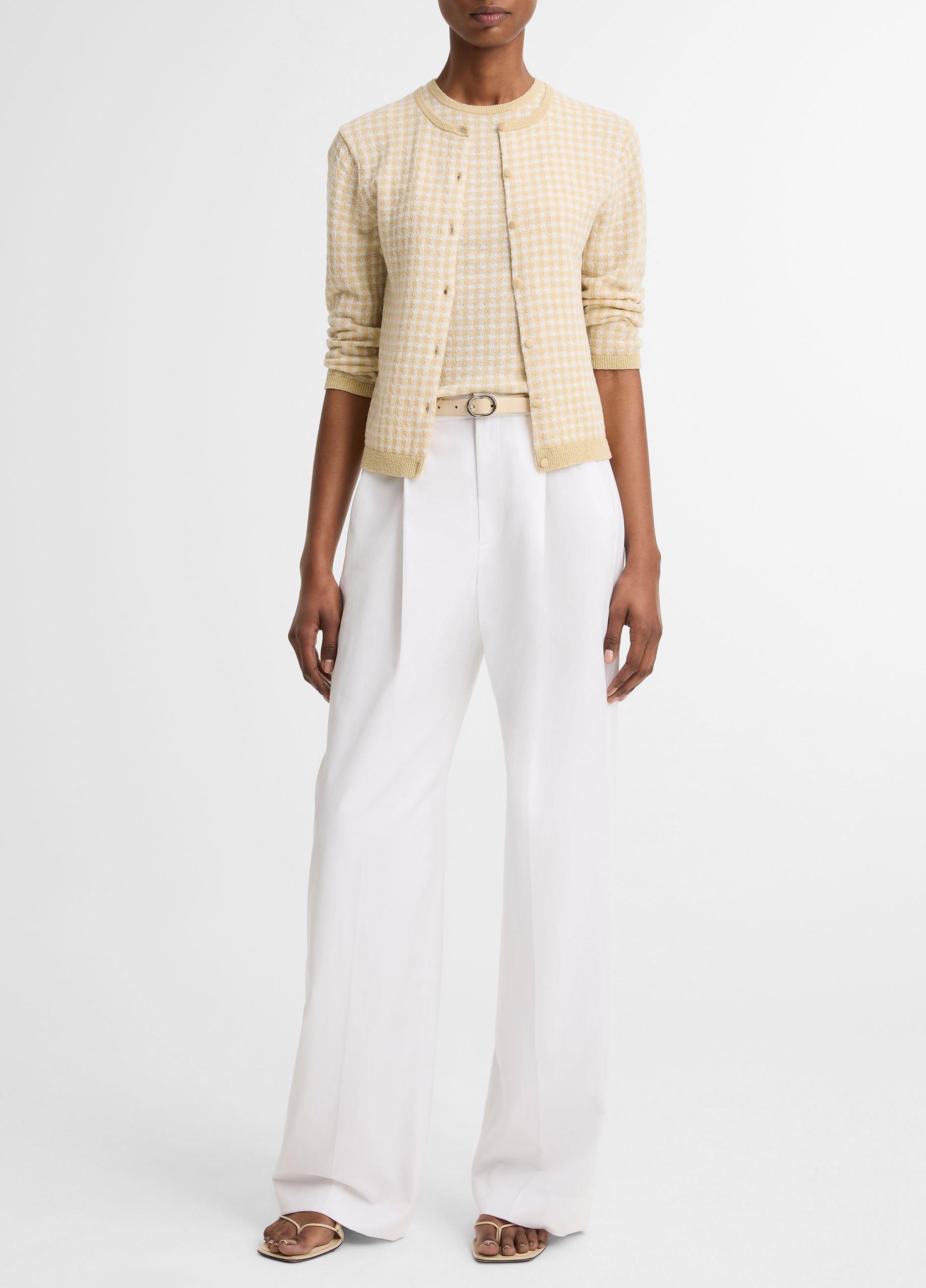 Gingham Italian Wool-Blend Cardigan image number 3