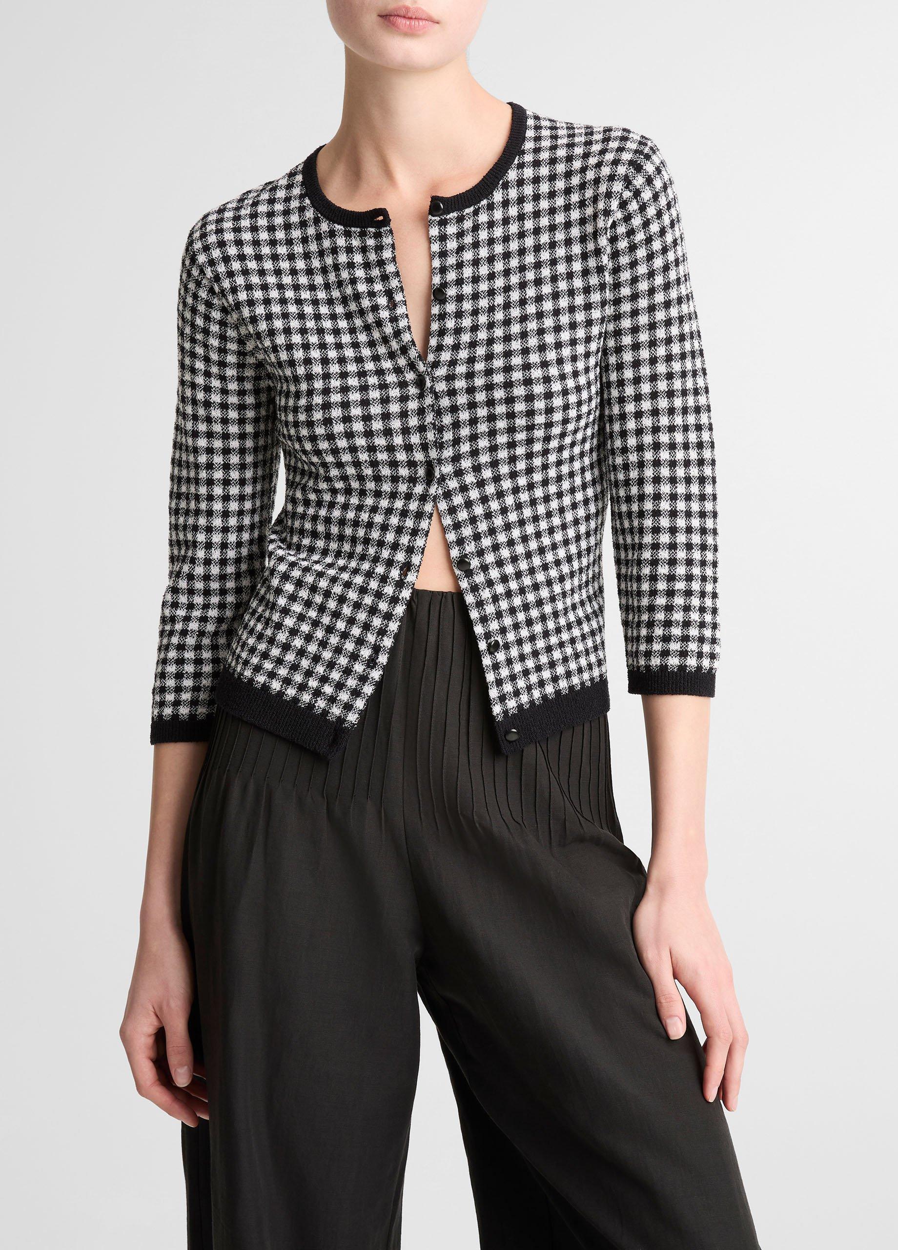 Gingham Italian Wool-Blend Cardigan image number 0