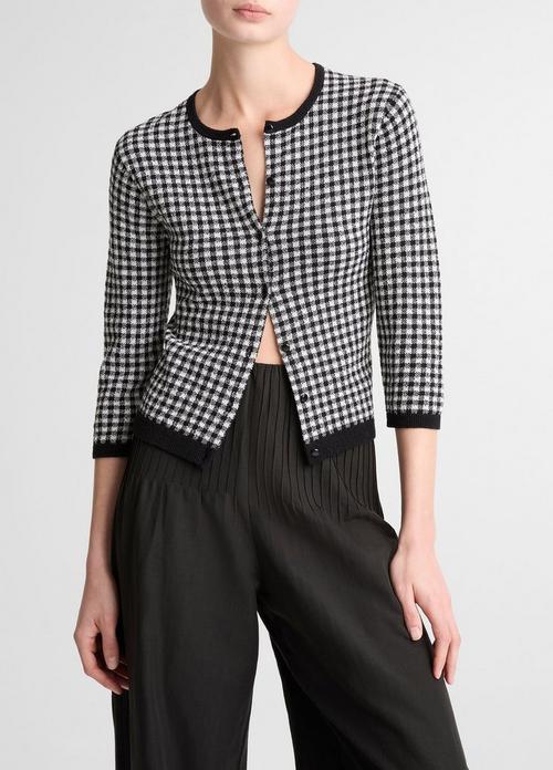 Gingham Italian Wool-Blend Cardigan