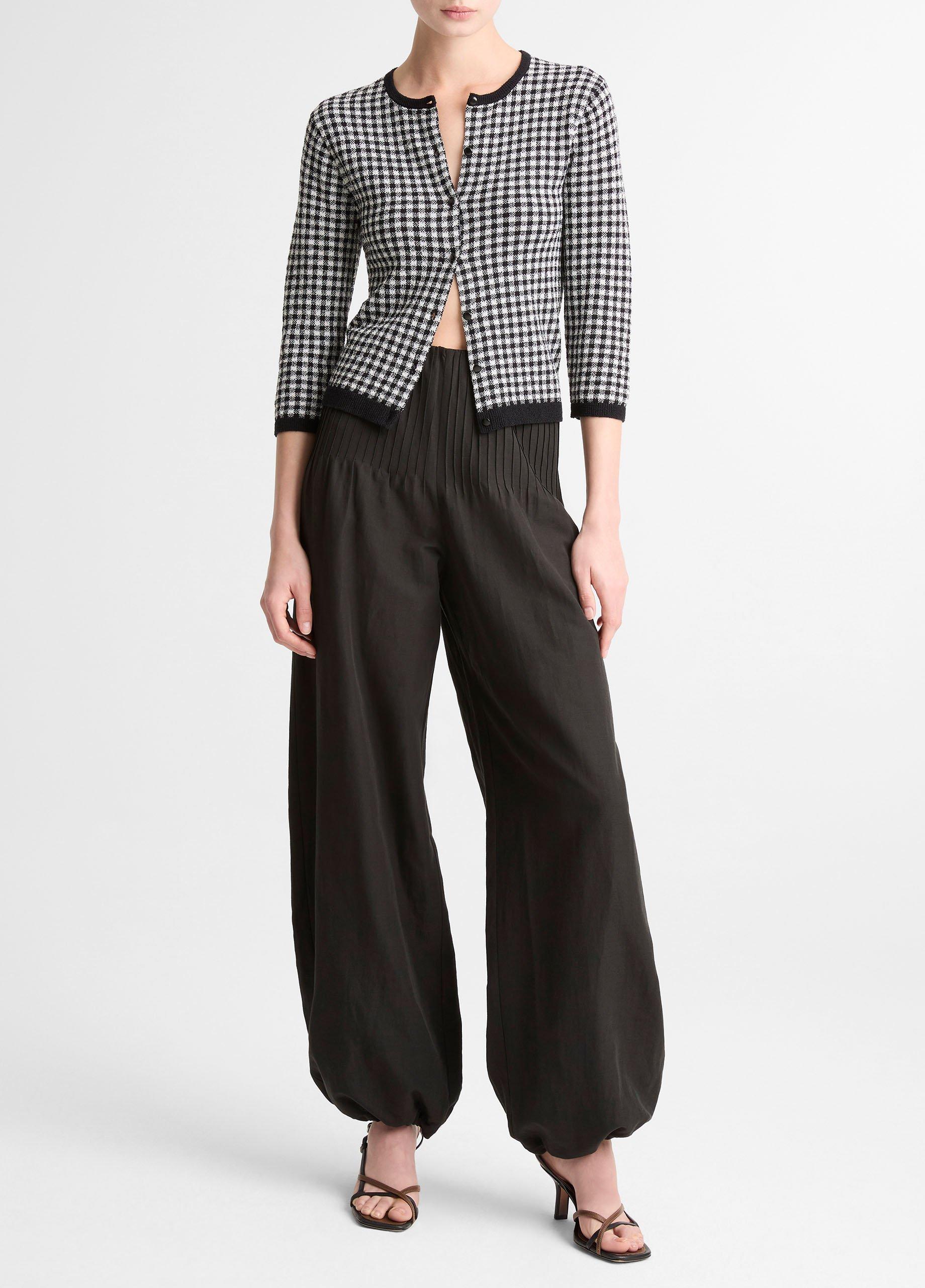 Gingham Italian Wool-Blend Cardigan image number 3