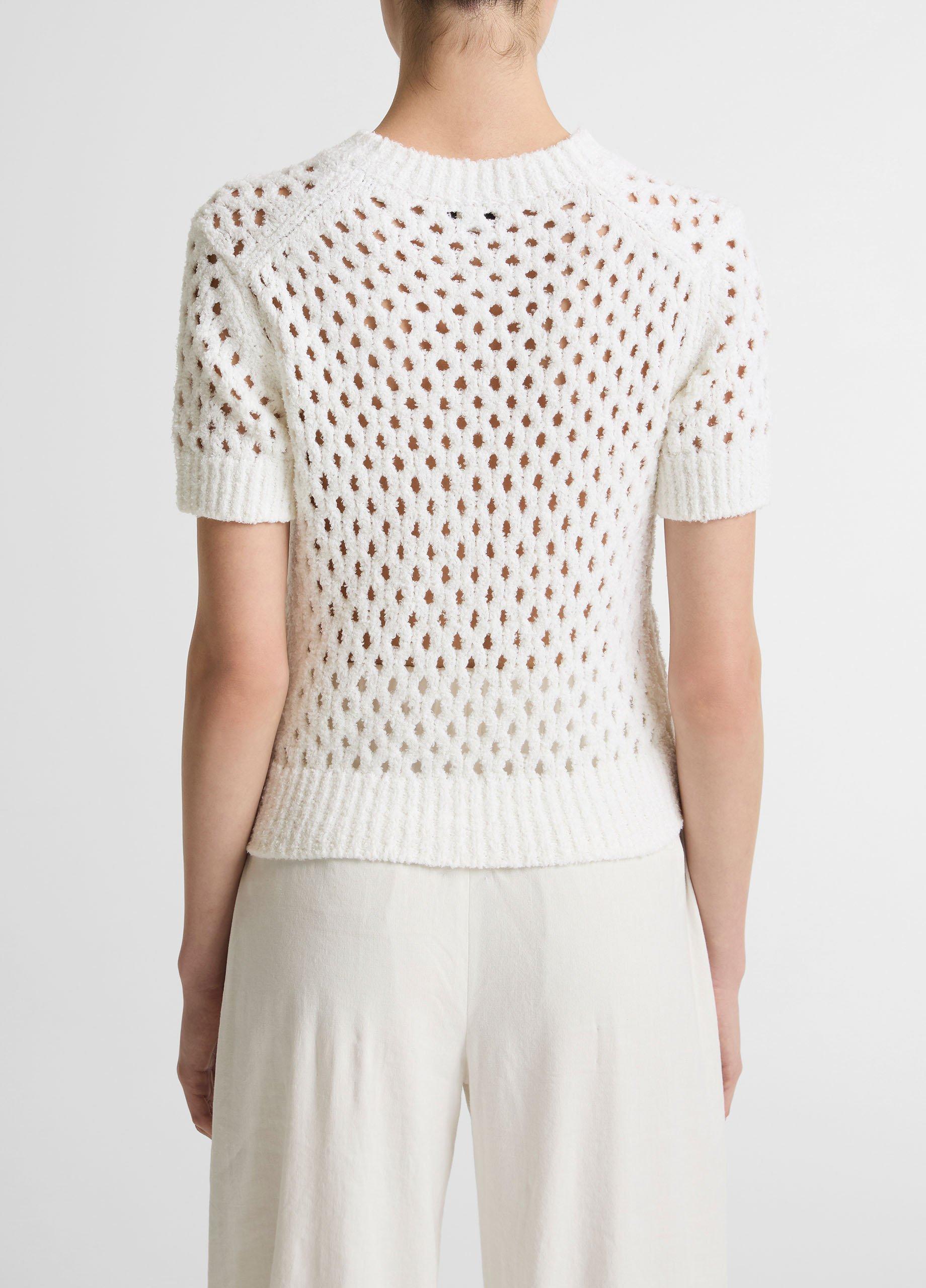 Honeycomb Italian Cotton & Linen-Blend Short-Sleeve Sweater image number 2