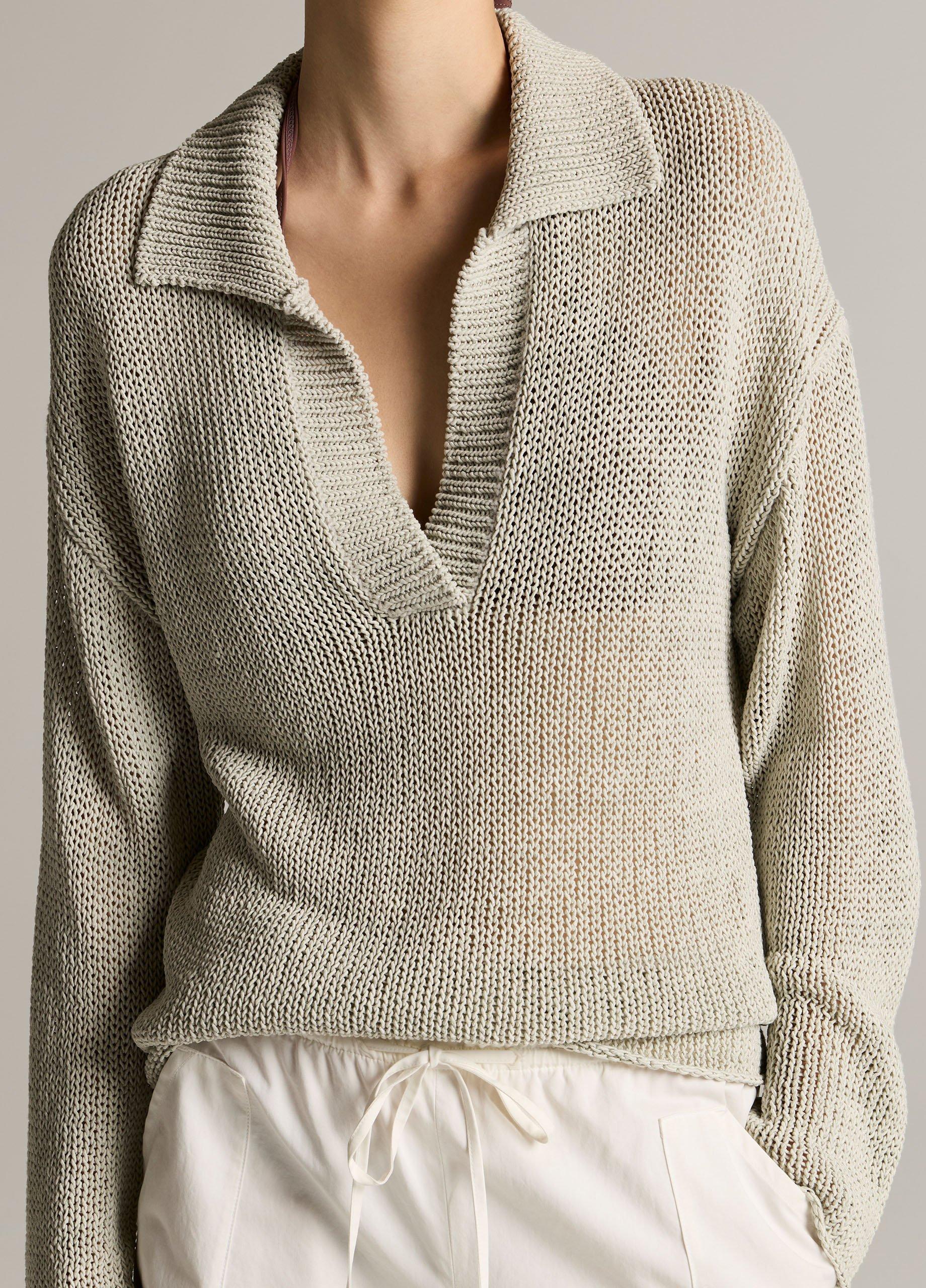 Italian Coated Cotton-Blend Polo Sweater image number 1