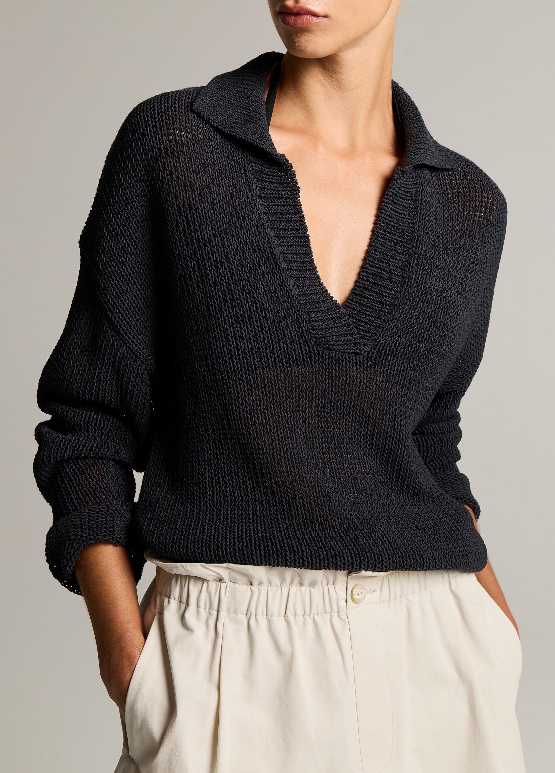 Italian Coated Cotton-Blend Polo Sweater image number 0