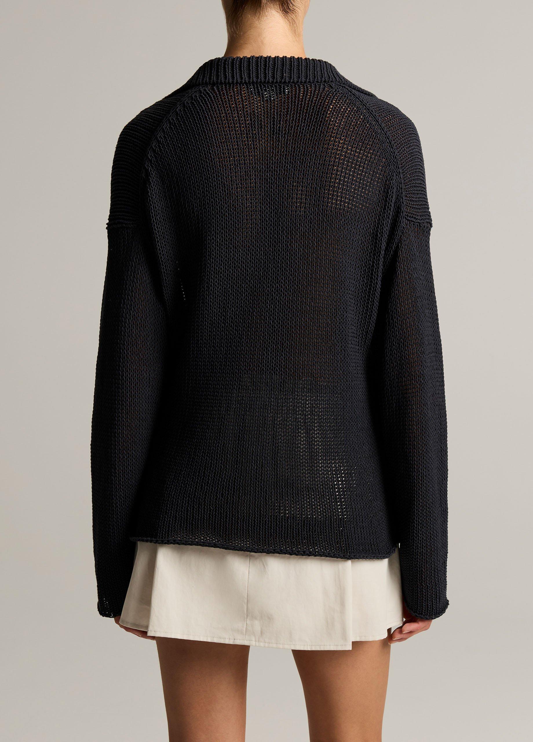 Italian Coated Cotton-Blend Polo Sweater image number 2