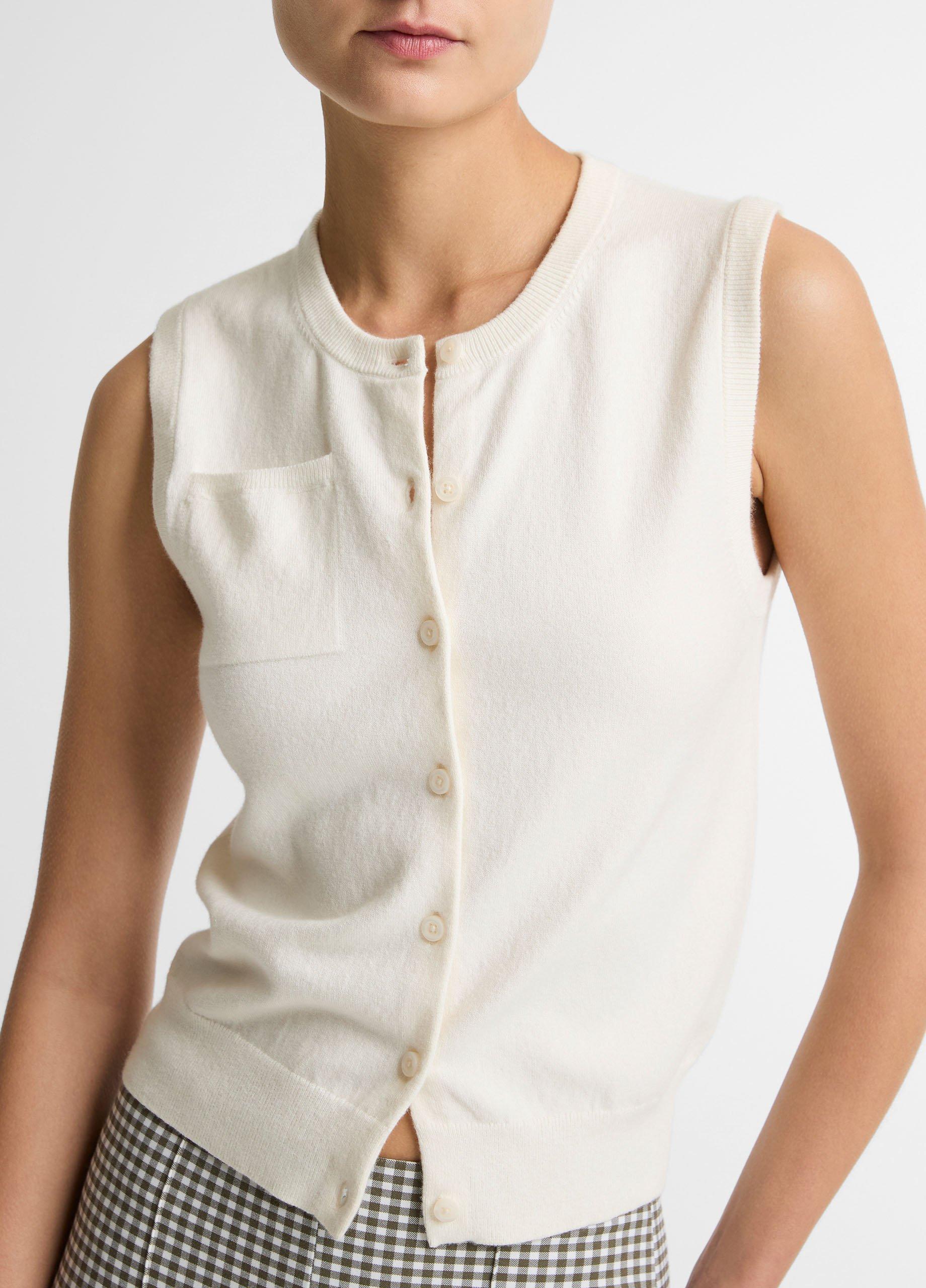 Cotton & Cashmere-Blend Button-Front Shell image number 1