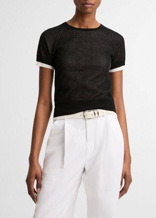 Italian Cotton-Blend Double-Layer Raglan-Sleeve Sweater