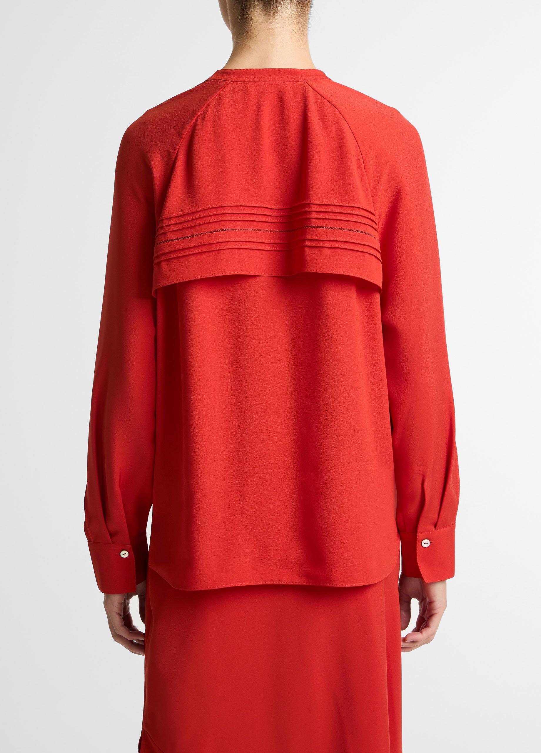 Pintuck Satin Half-Placket Blouse image number 2