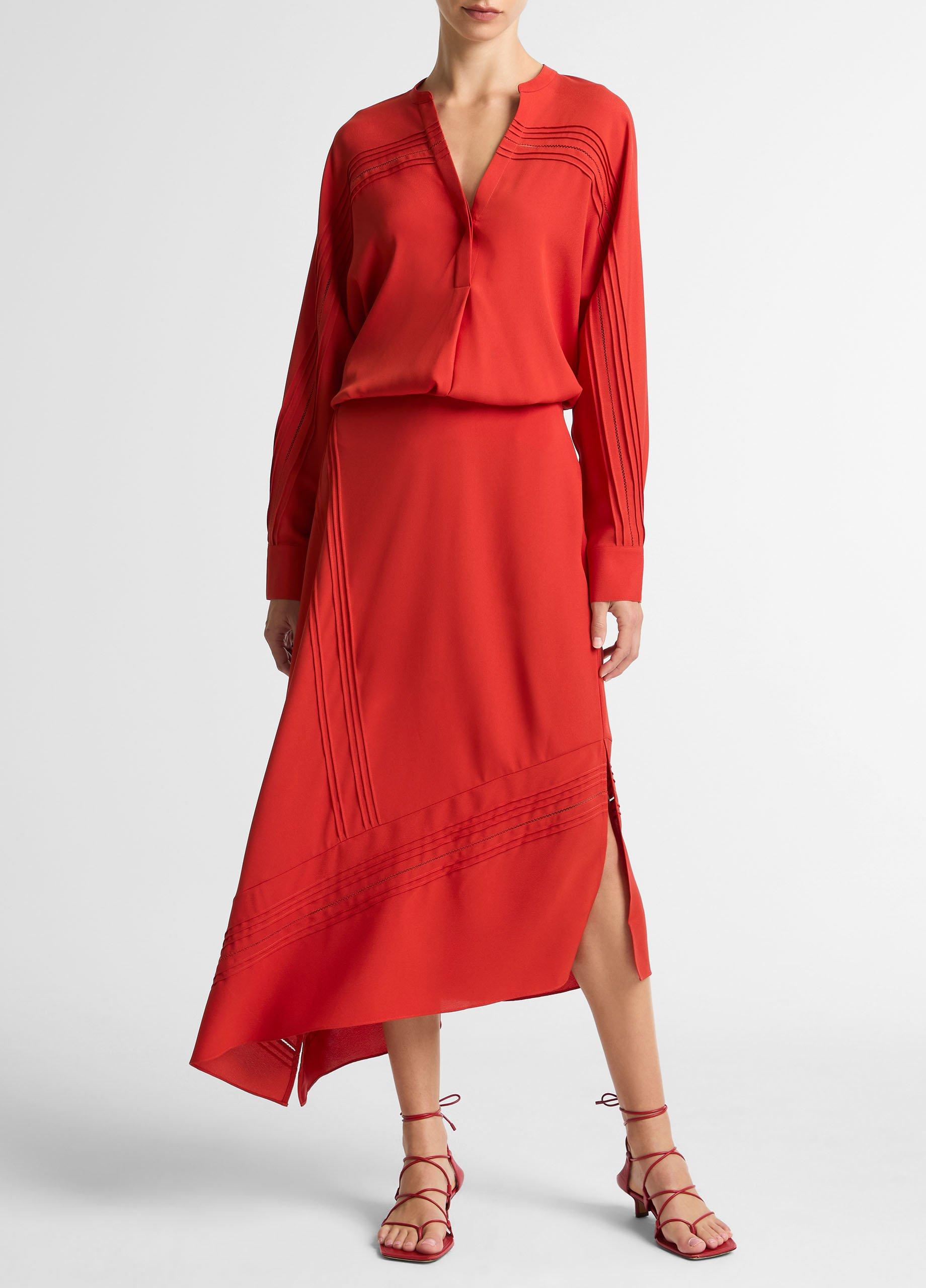 Pintuck Satin Half-Placket Blouse image number 3