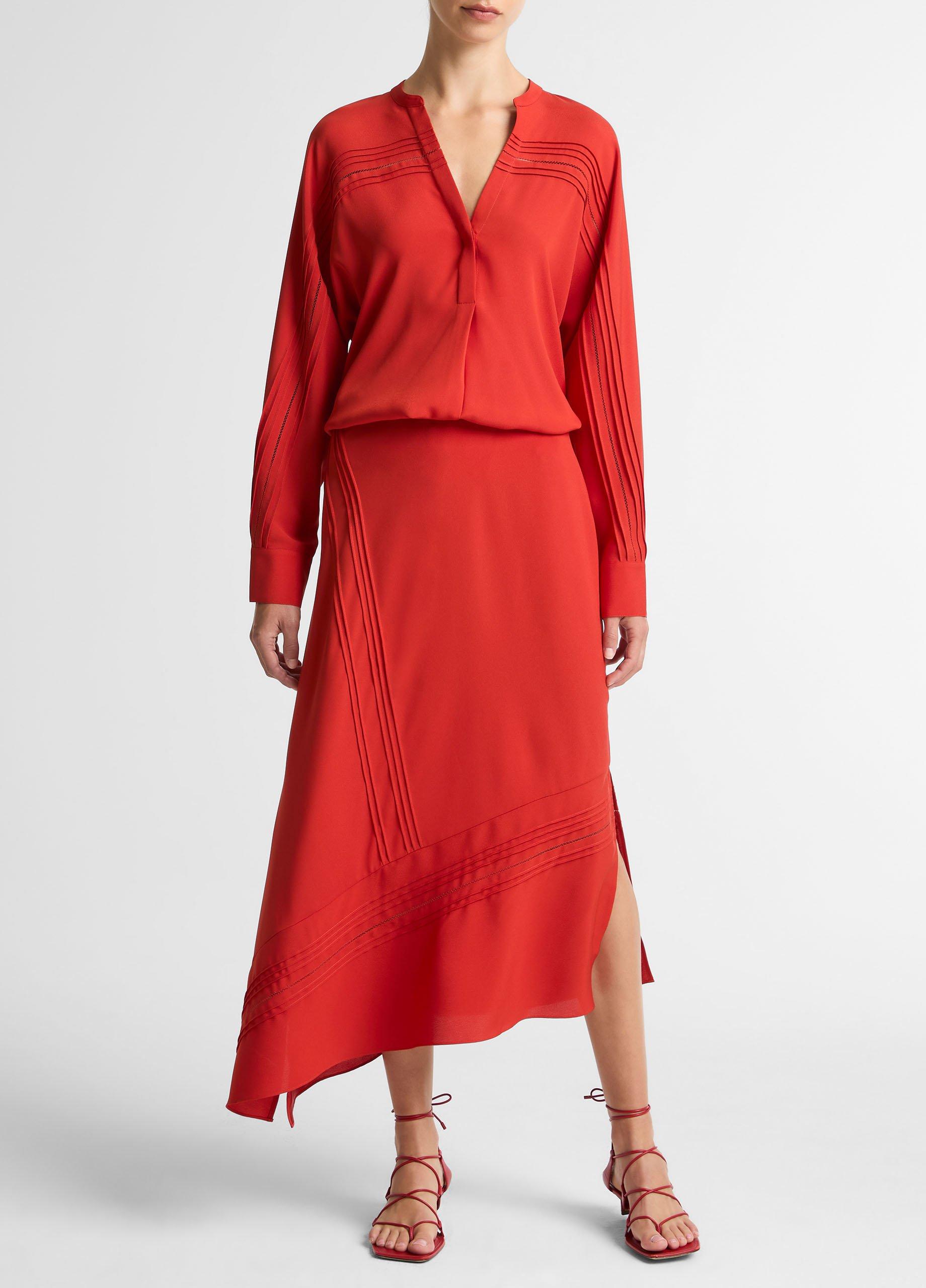 Pintuck Satin Slip Skirt image number 0