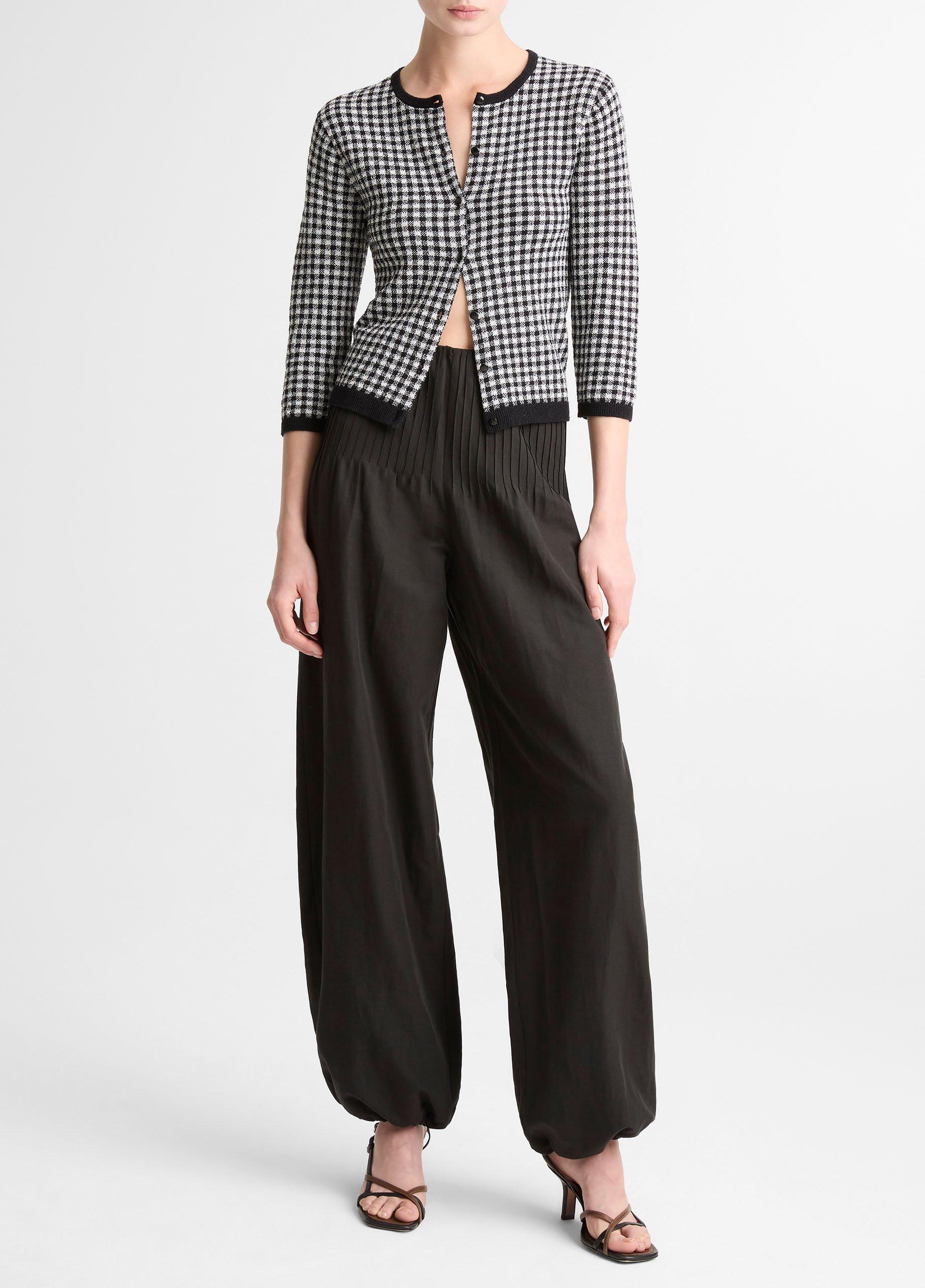 Pintuck High-Rise Wide-Leg Drawcord-Hem Pant image number 0