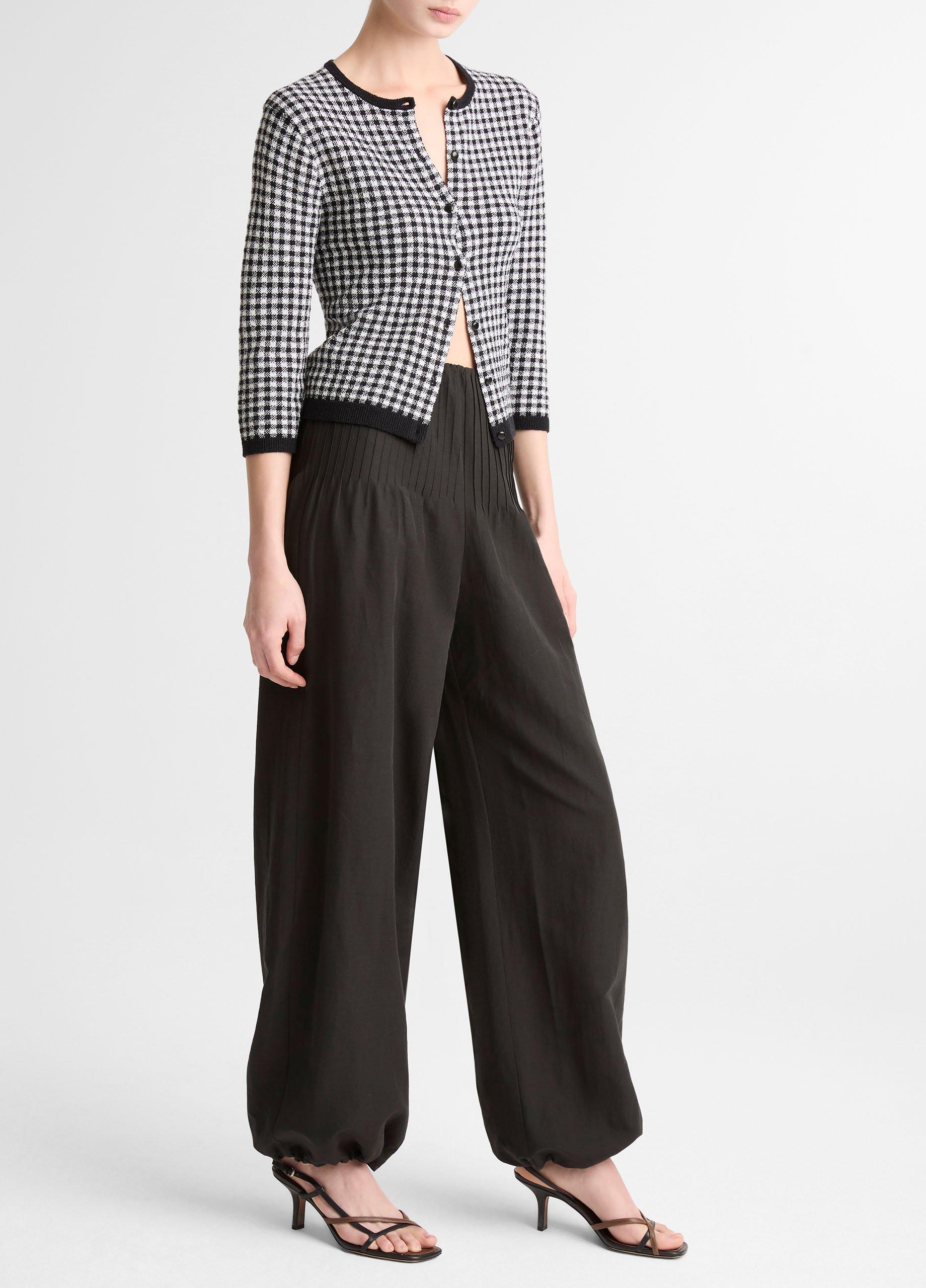 Pintuck High-Rise Wide-Leg Drawcord-Hem Pant image number 1