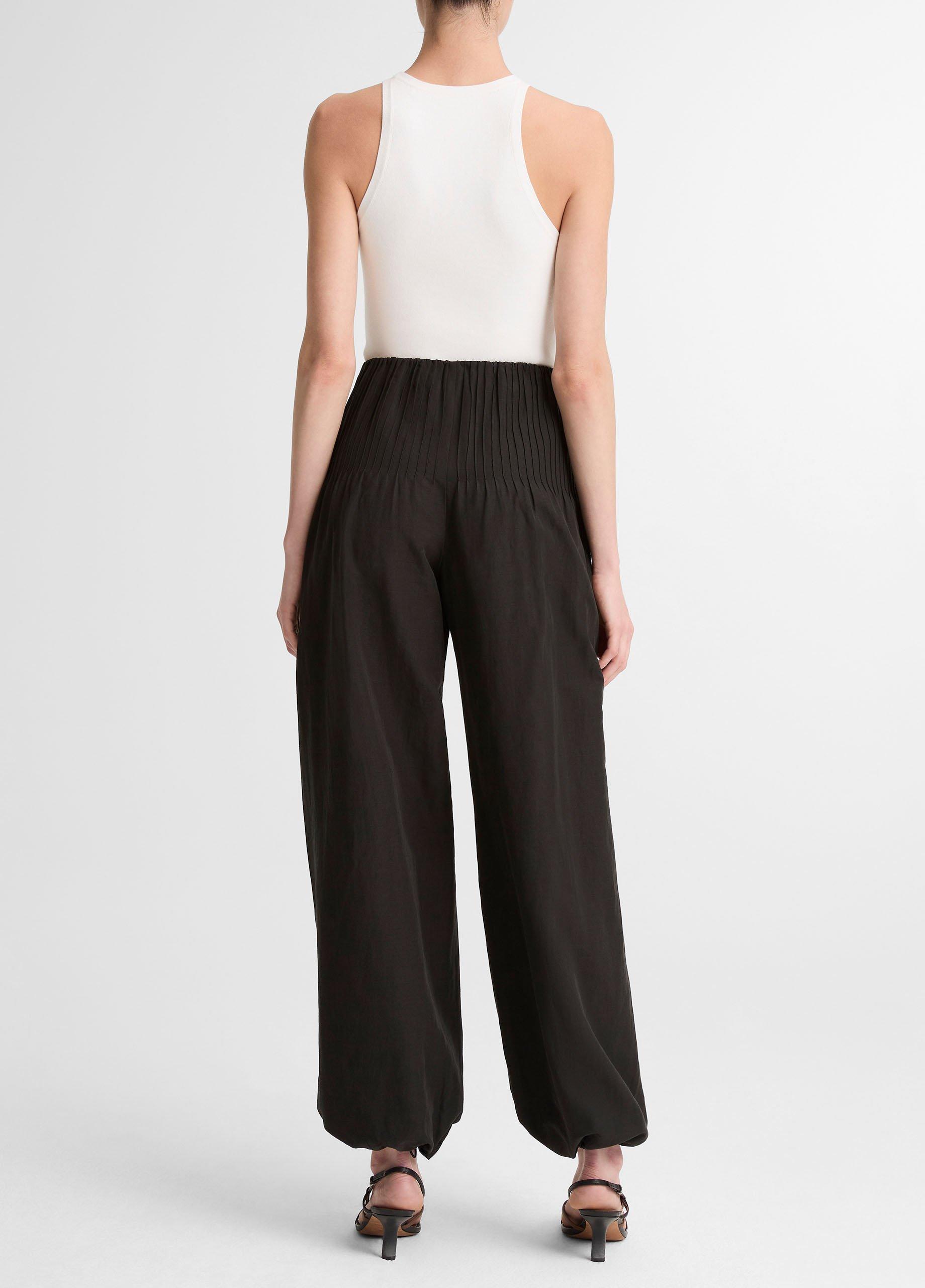 Pintuck High-Rise Wide-Leg Drawcord-Hem Pant image number 2