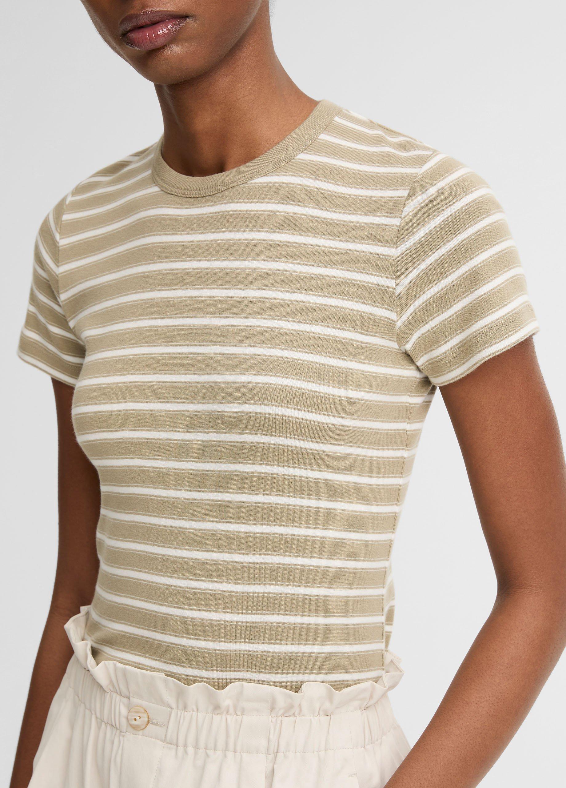Striped Pima Cotton-Blend '90s Shrunken T-Shirt image number 1