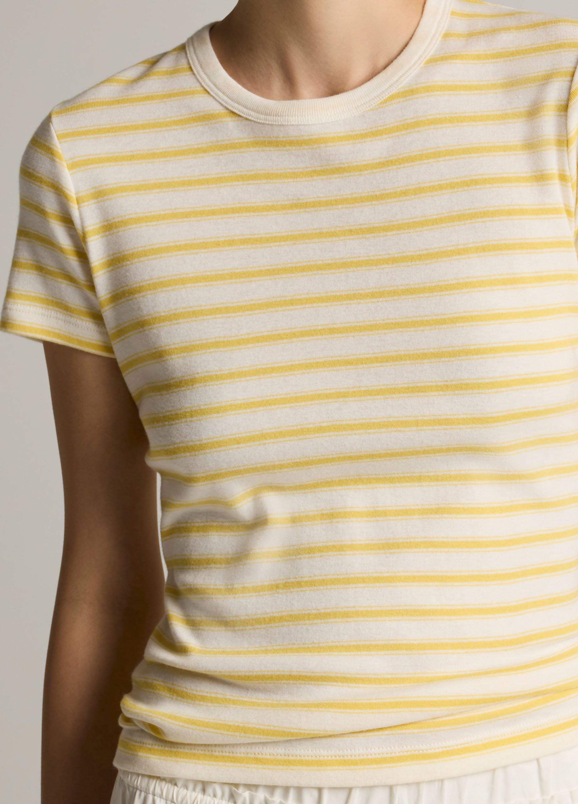Striped Pima Cotton-Blend '90s Shrunken T-Shirt image number 1