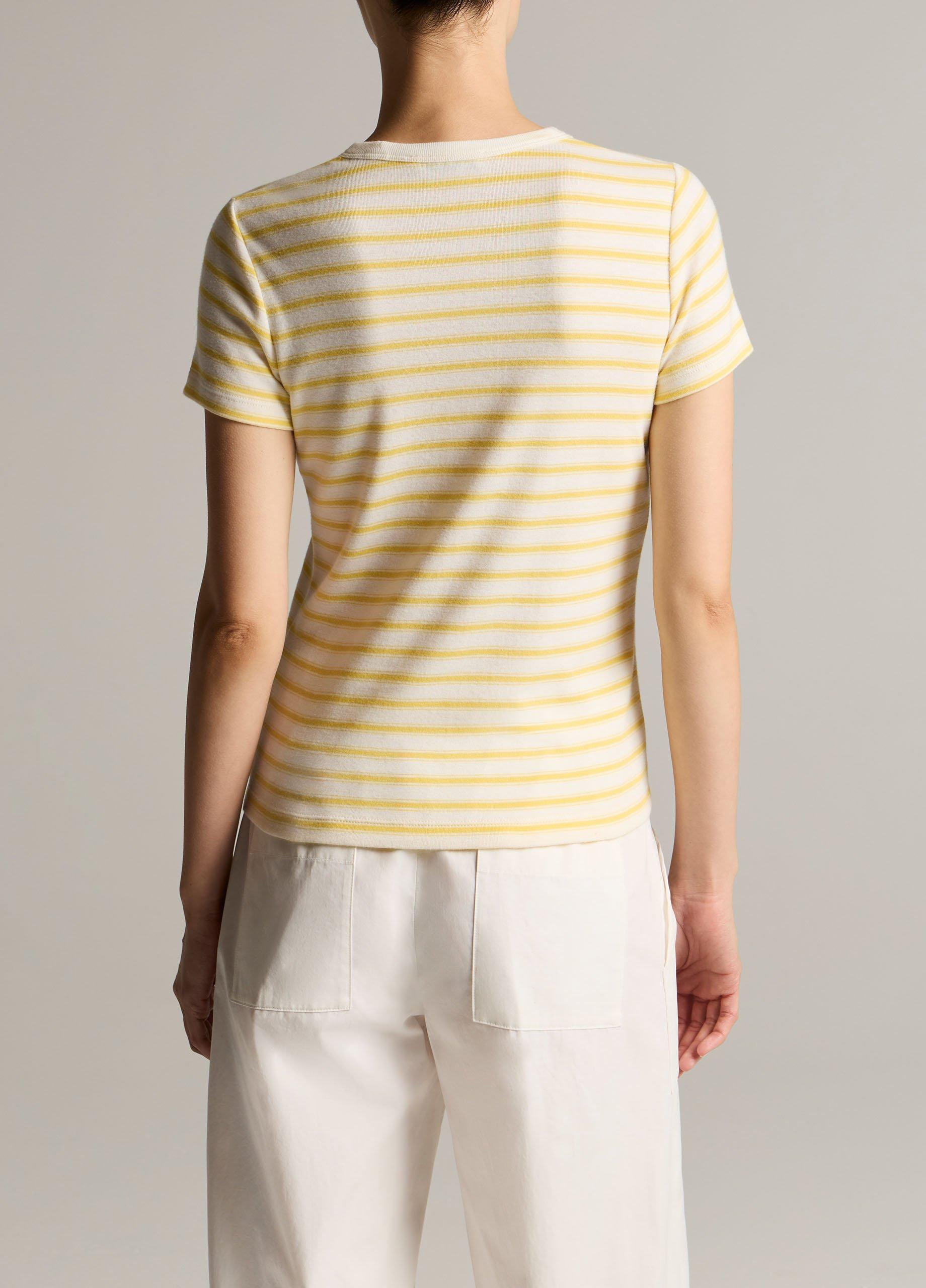 Striped Pima Cotton-Blend '90s Shrunken T-Shirt image number 2