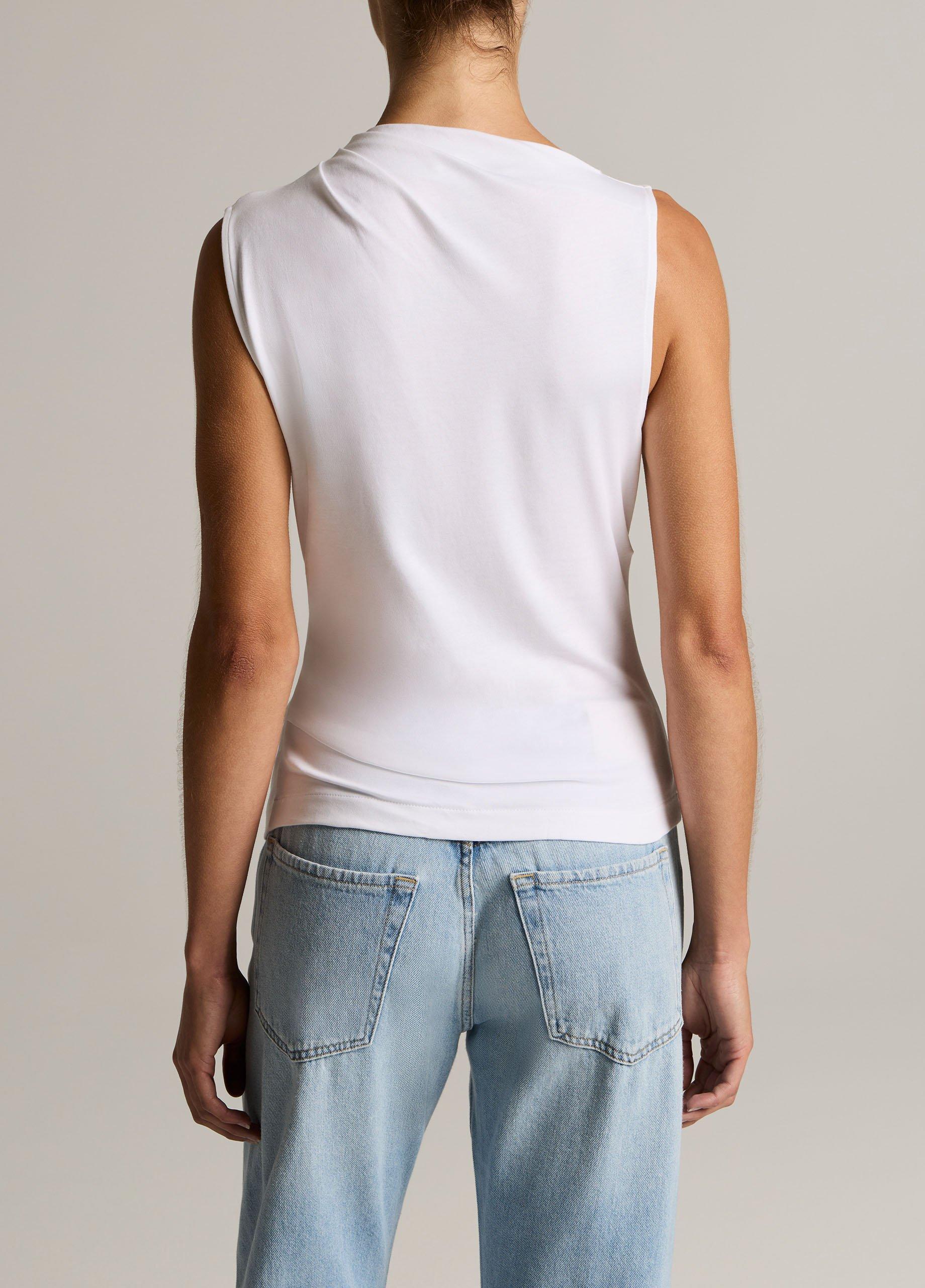 Pima Cotton Draped Sleeveless Top image number 2