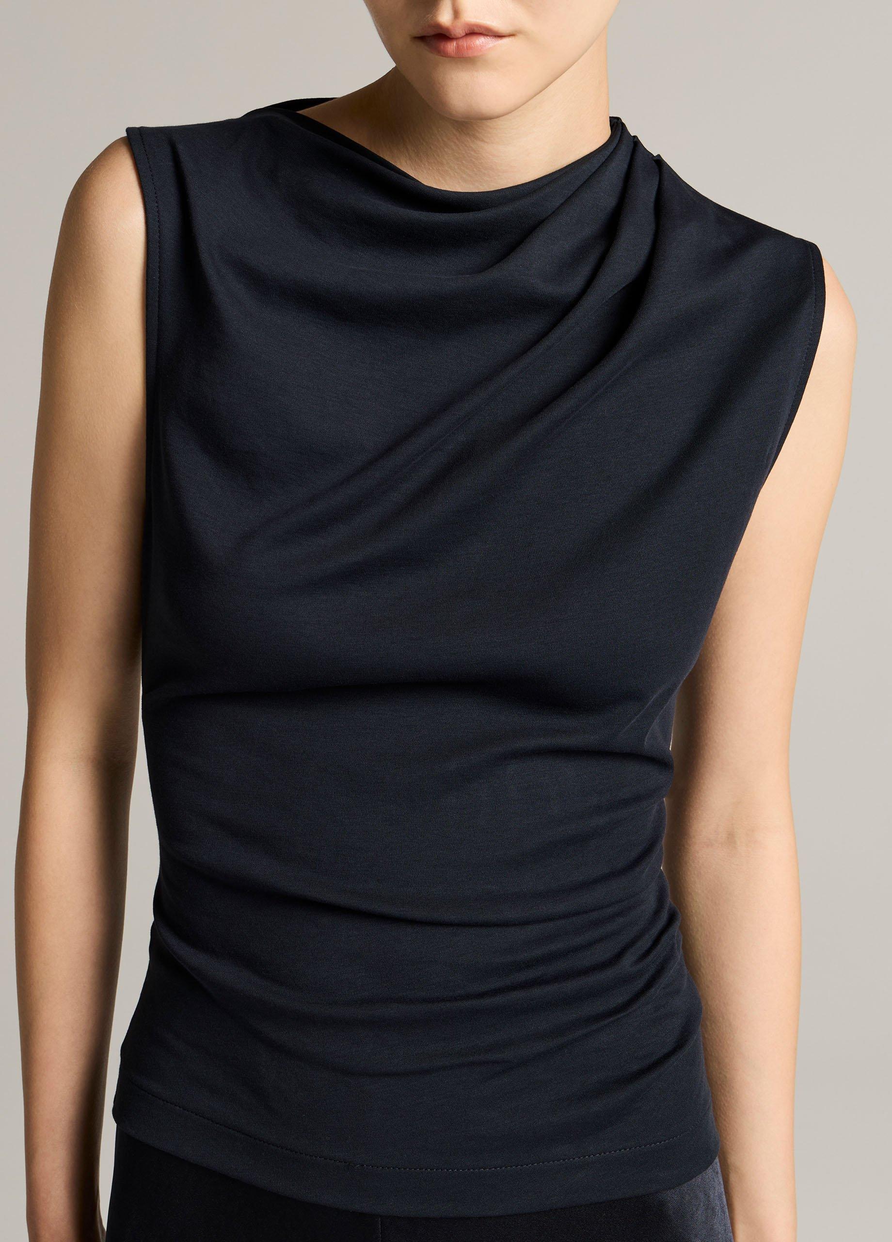 Pima Cotton Draped Sleeveless Top image number 1