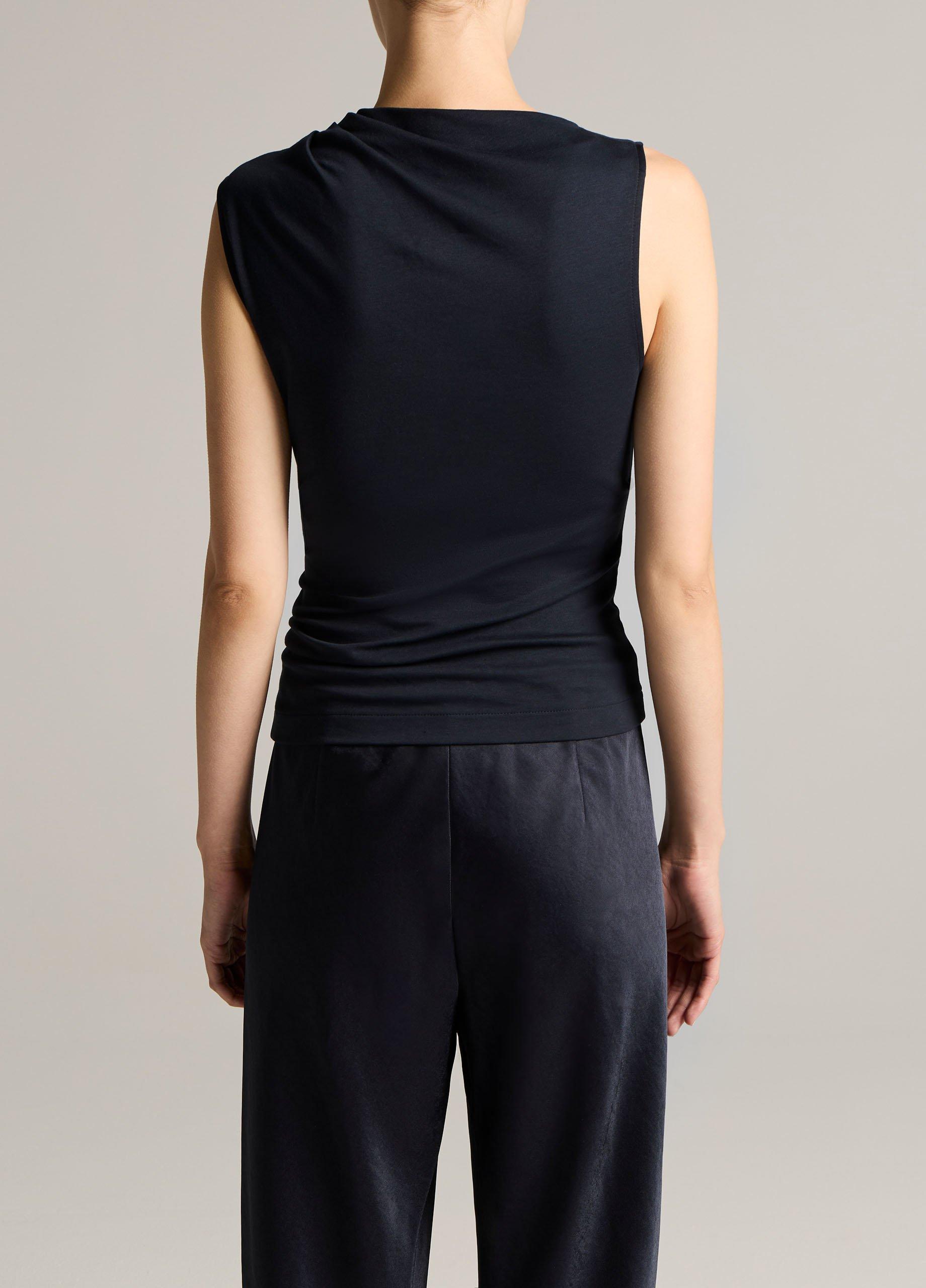 Pima Cotton Draped Sleeveless Top image number 2