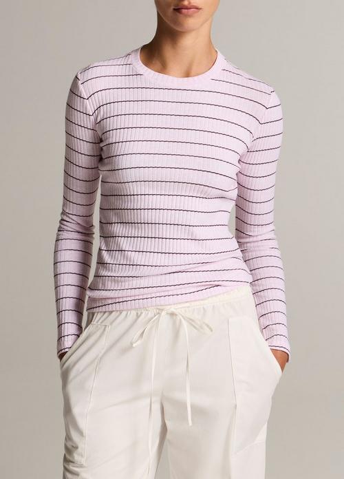 Striped Ribbed Cotton Long-Sleeve T-Shirt