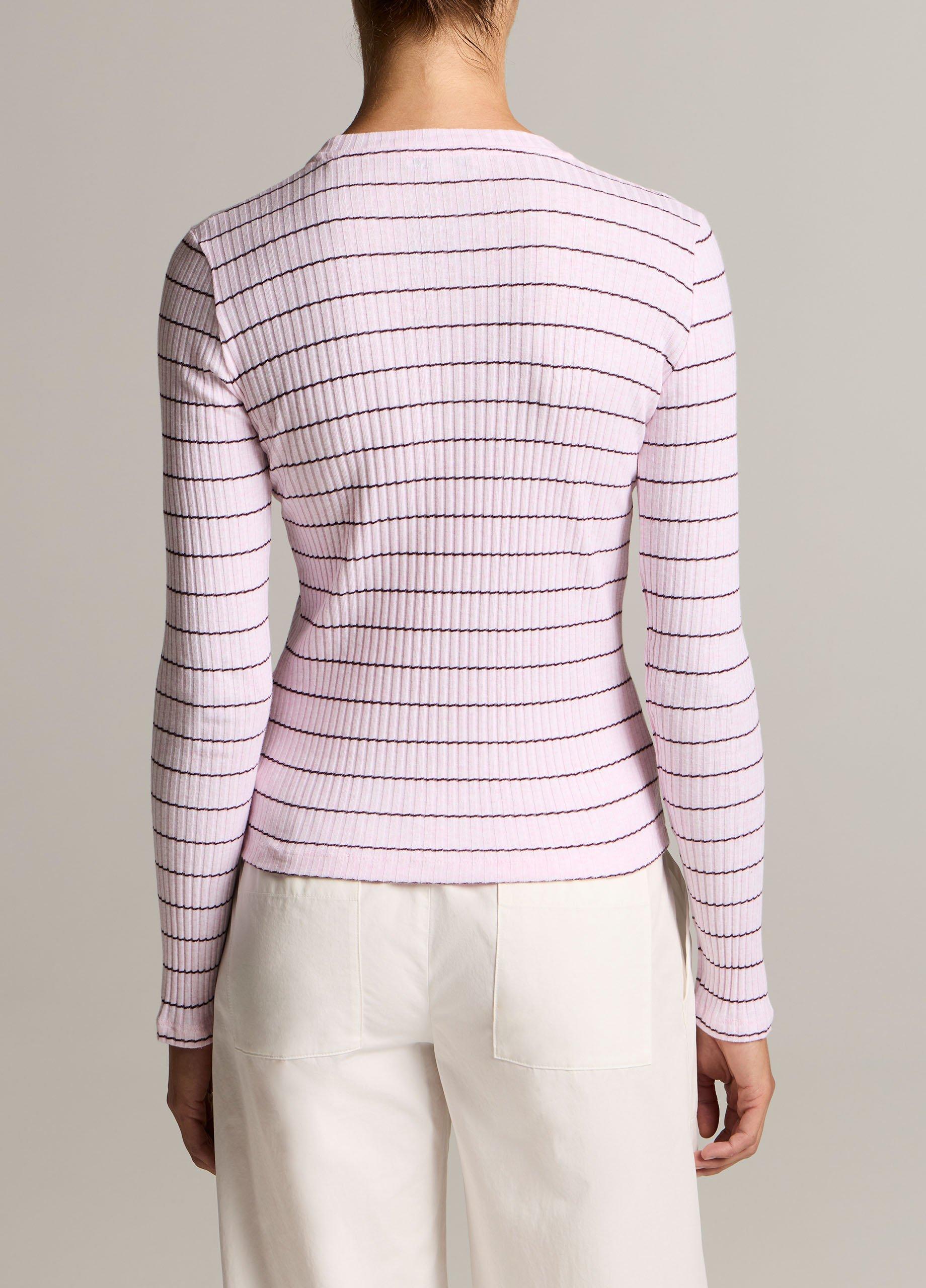 Striped Ribbed Cotton Long-Sleeve T-Shirt image number 2