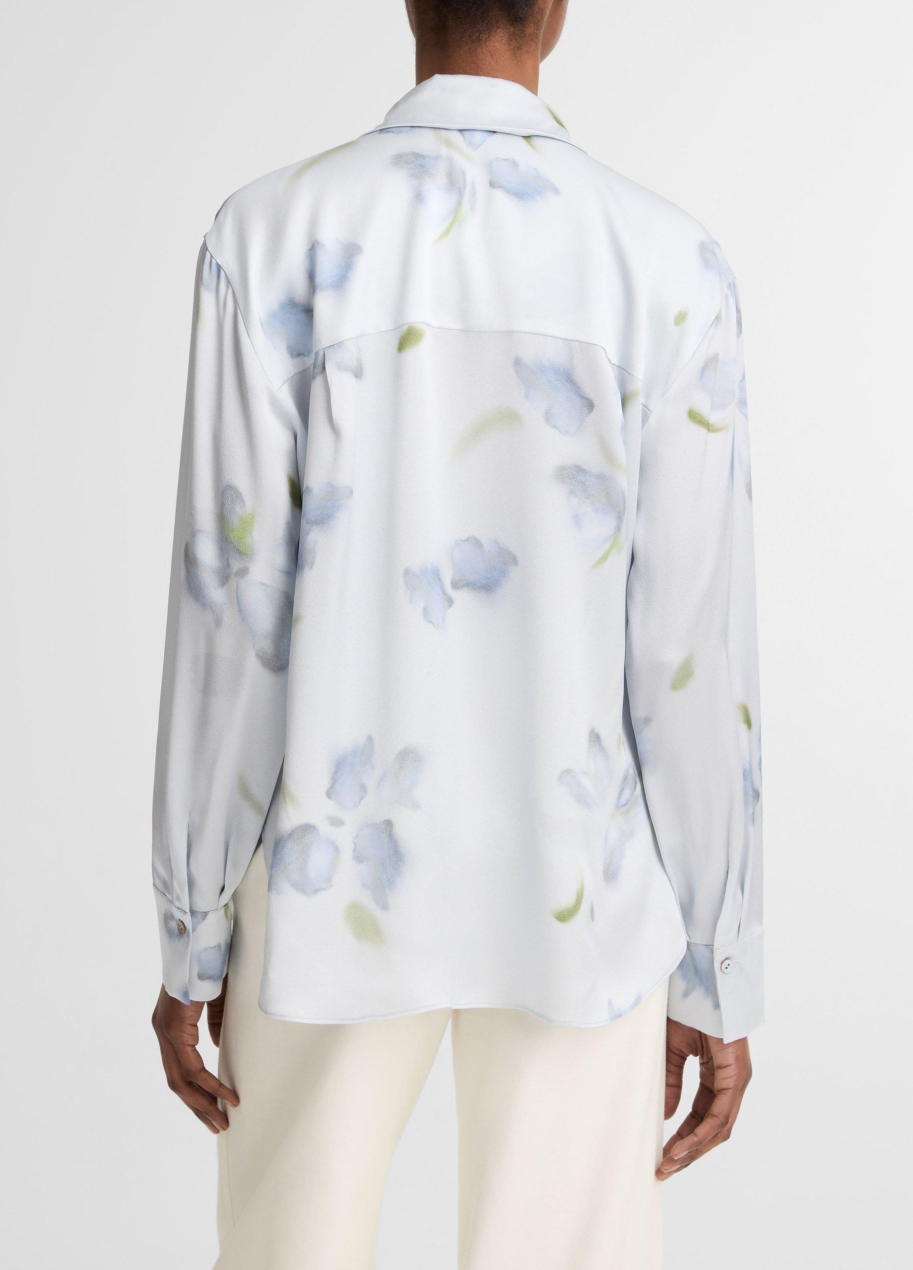 Petal Blur Silk Relaxed Button-Front Shirt image number 2