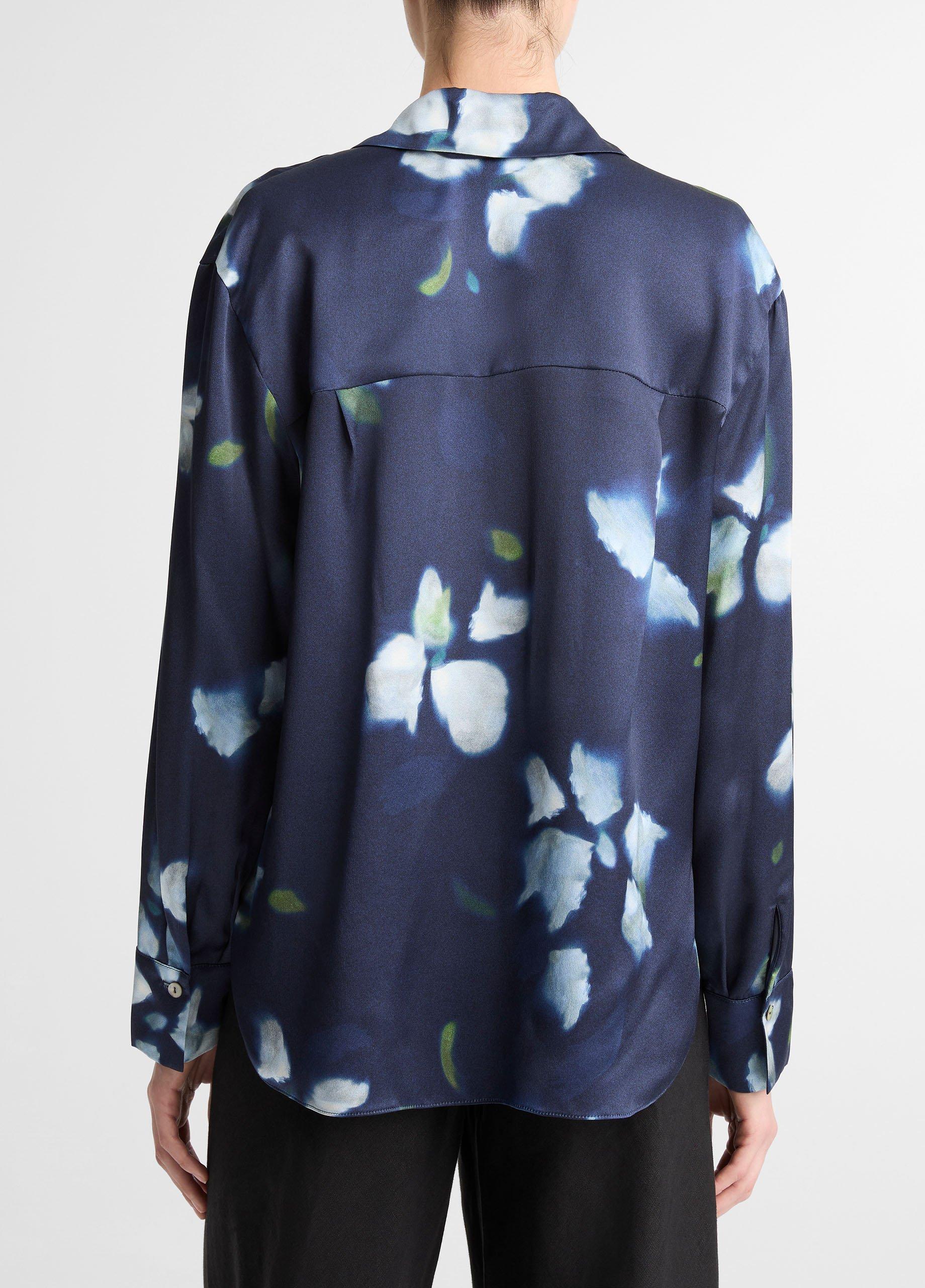 Petal Blur Silk Relaxed Button-Front Shirt image number 2
