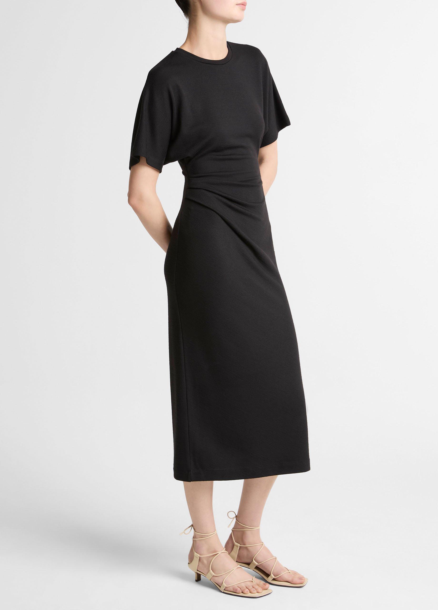 Ruched-Side Matte Jersey Short-Sleeve Dress image number 1