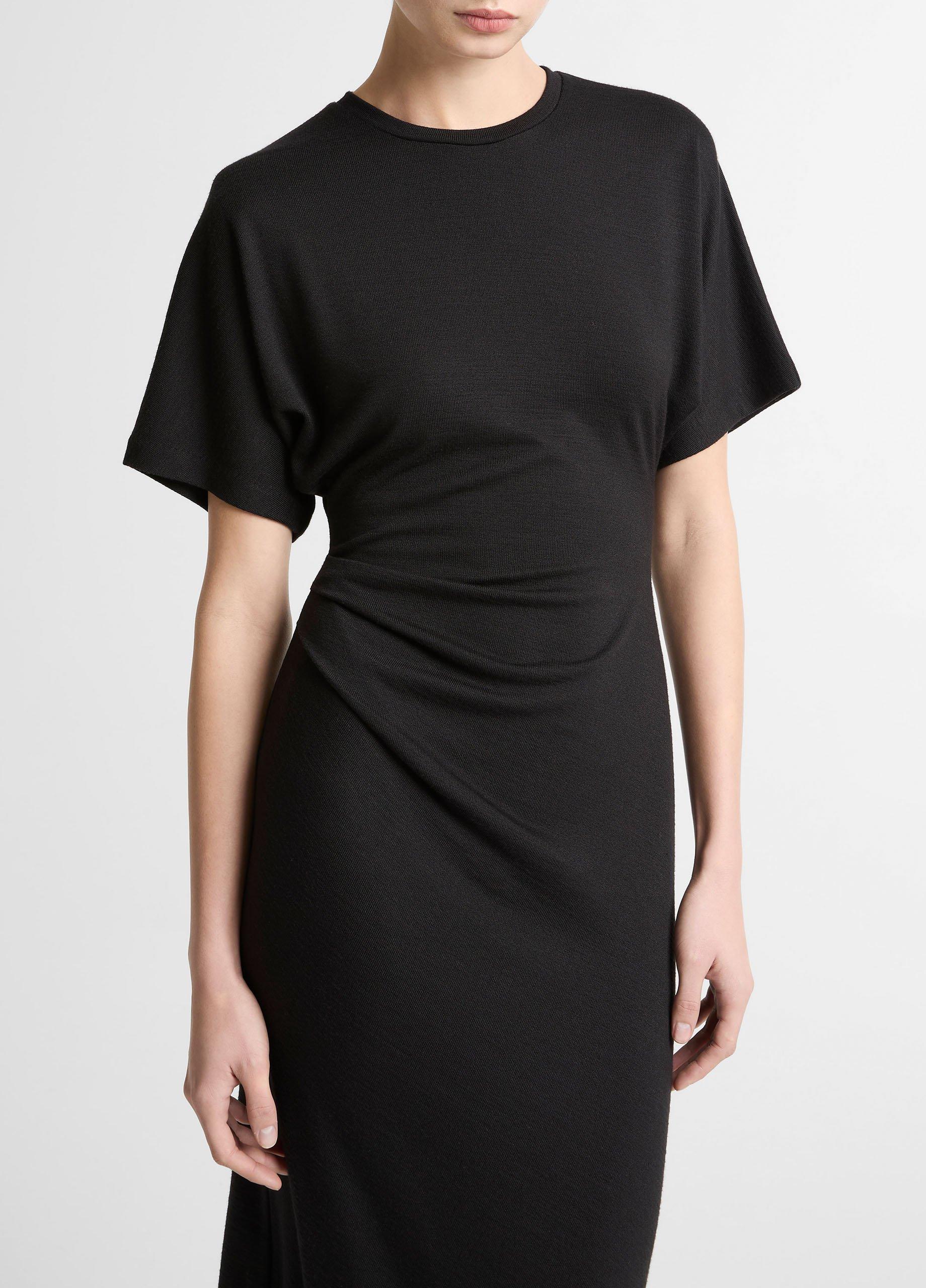 Ruched-Side Matte Jersey Short-Sleeve Dress image number 2