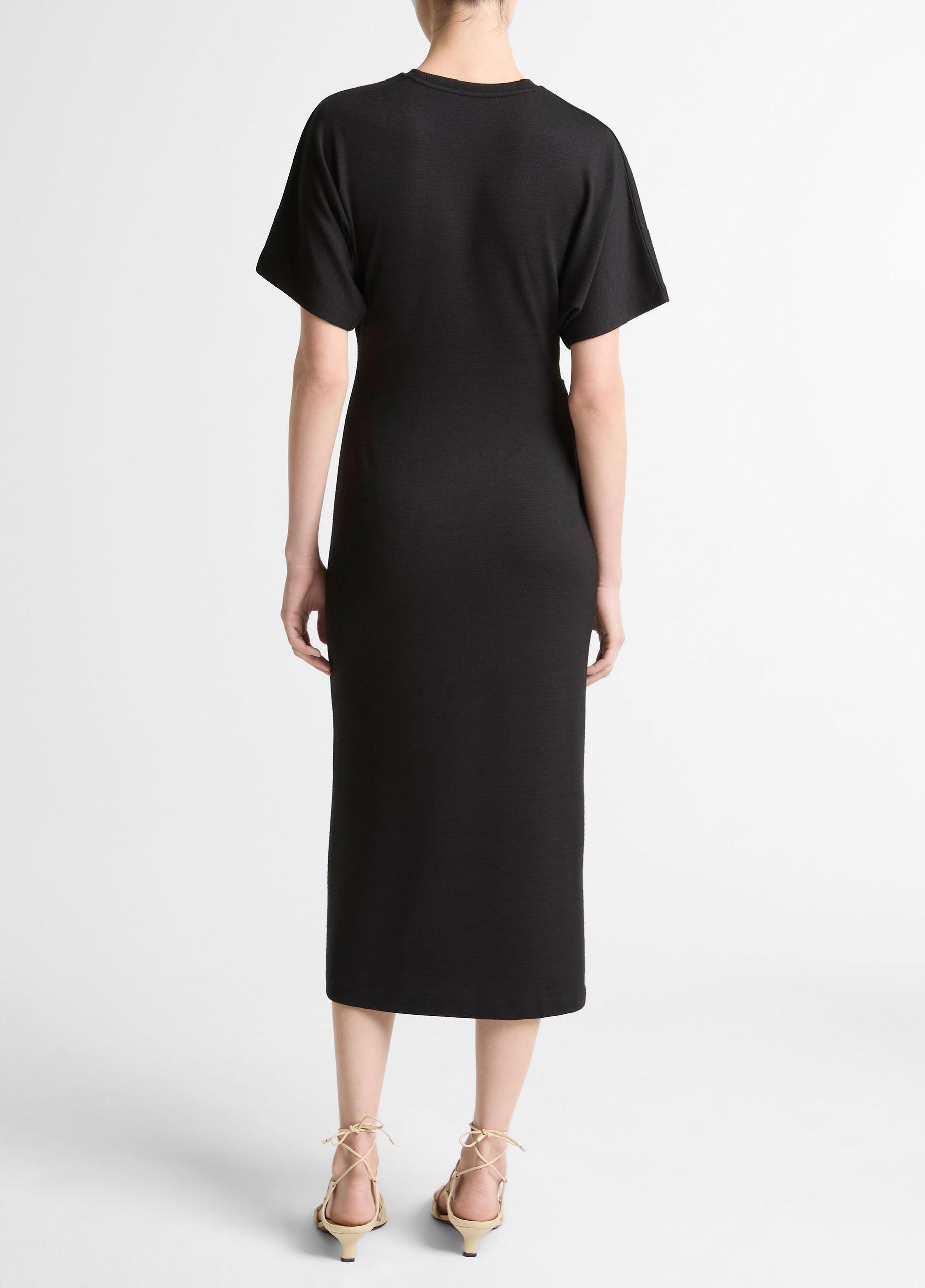 Ruched-Side Matte Jersey Short-Sleeve Dress image number 3