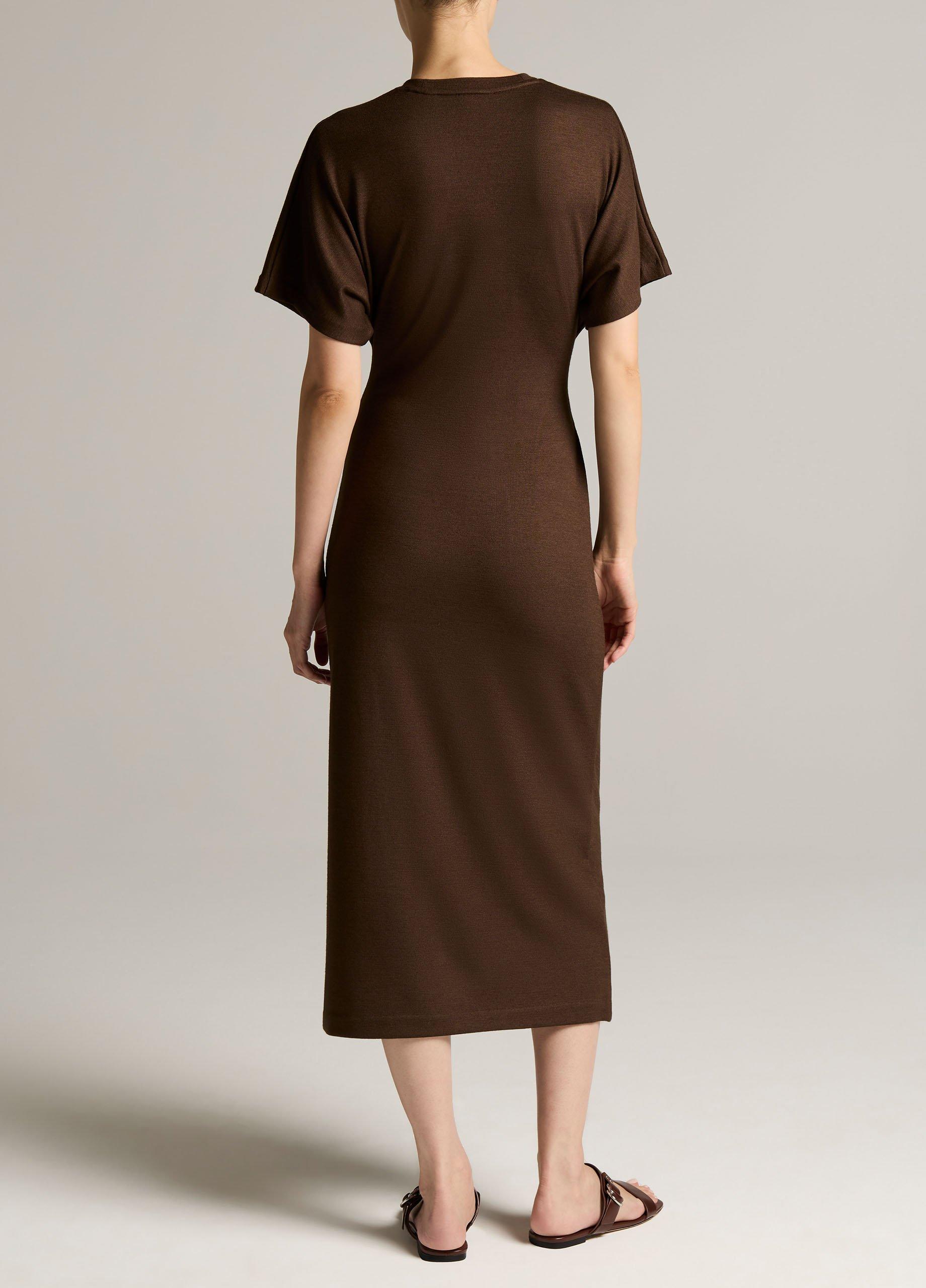 Ruched-Side Knit Short-Sleeve Dress image number 2